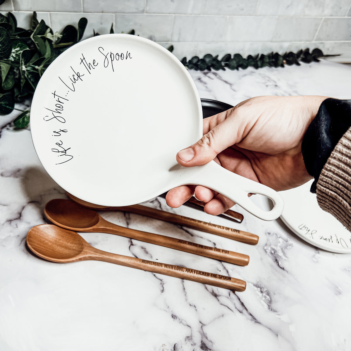 Spoon Rest And Wooden Spoon Set Custom Color Quote Choice Kitchen Gift