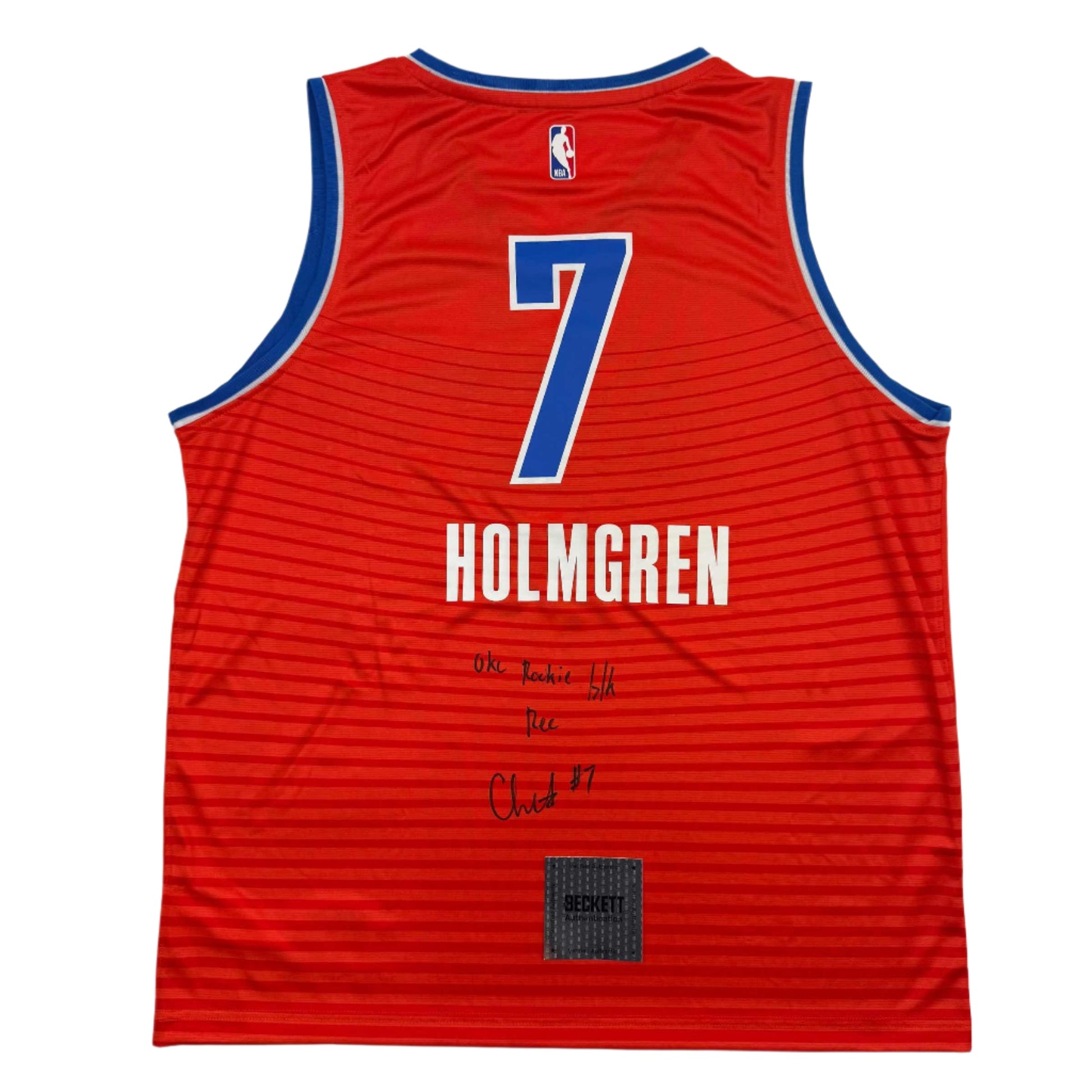 Autographed/Signed Chet Holmgren "OKC Rookie Blk Rec" Oklahoma City Thunder Orange Basketball Jersey Beckett BAS COA