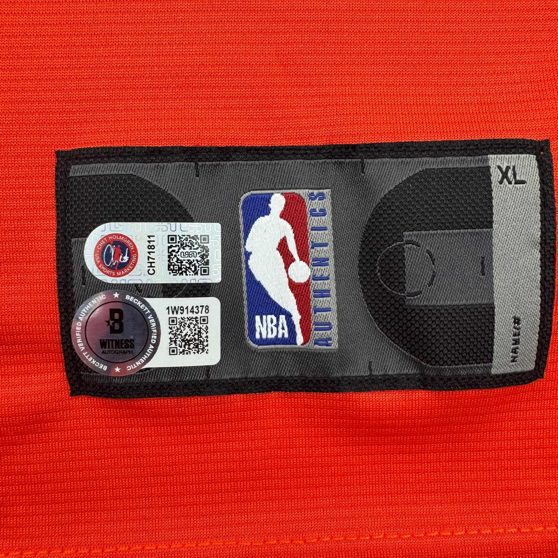 Autographed/Signed Chet Holmgren "OKC Rookie Blk Rec" Oklahoma City Thunder Orange Basketball Jersey Beckett BAS COA