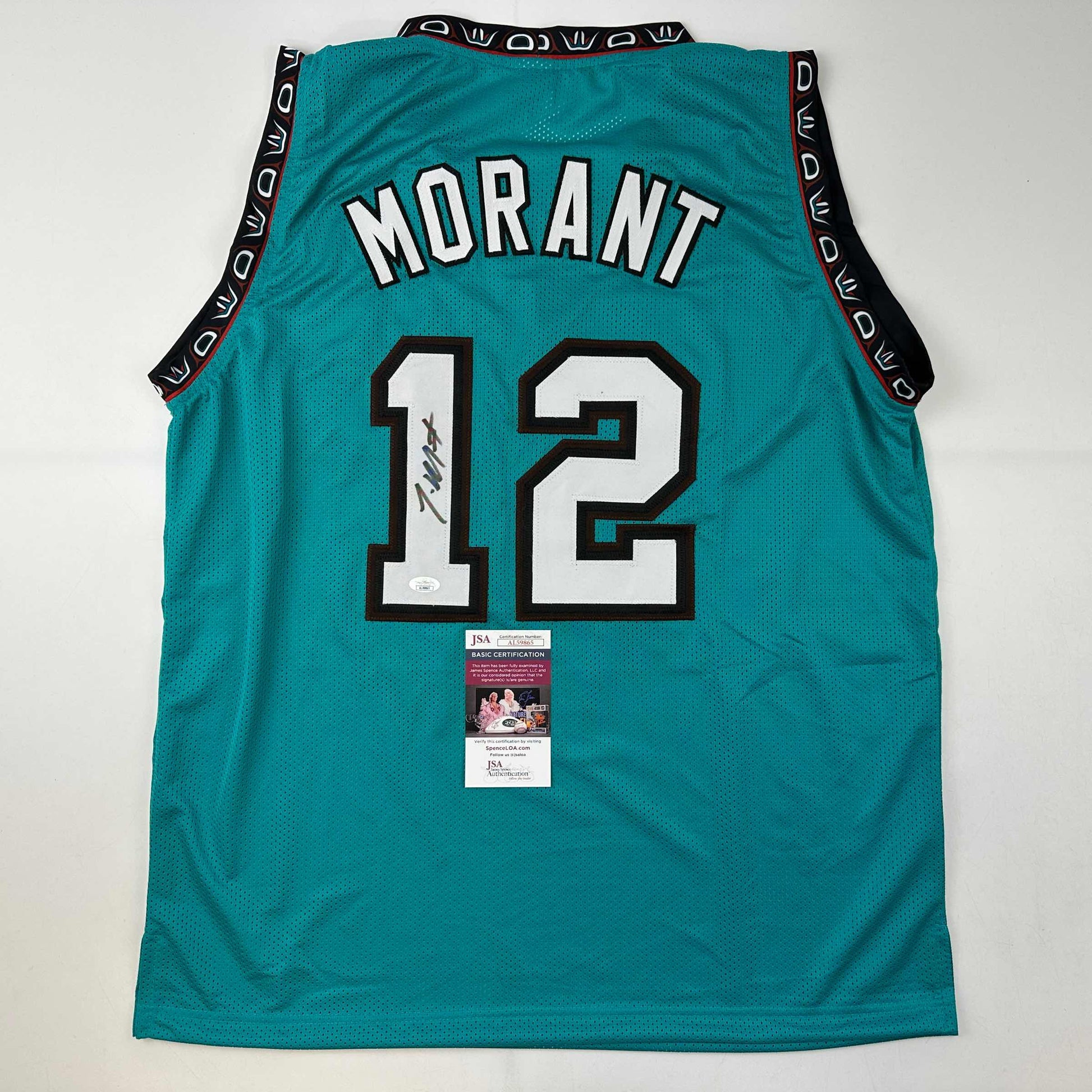 Autographed/Signed Ja Morant Memphis Teal Basketball Jersey JSA COA