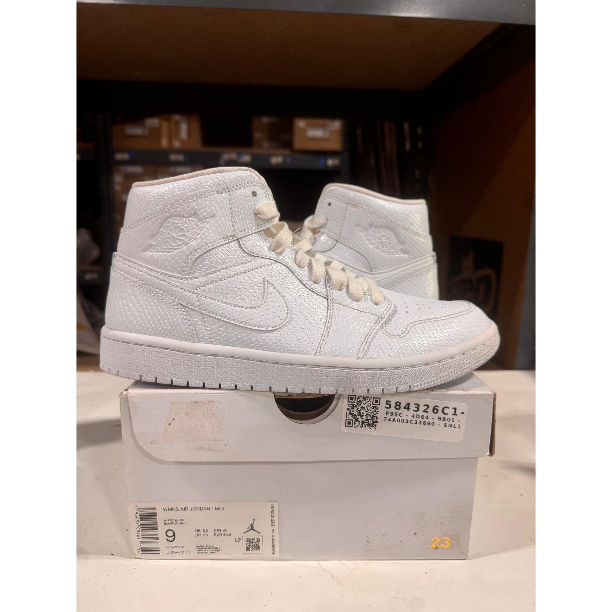 PRE OWNED Jordan 1 Mid White Snakeskin W *Conditional*