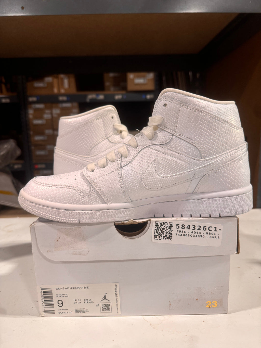PRE OWNED Jordan 1 Mid White Snakeskin W *Conditional*