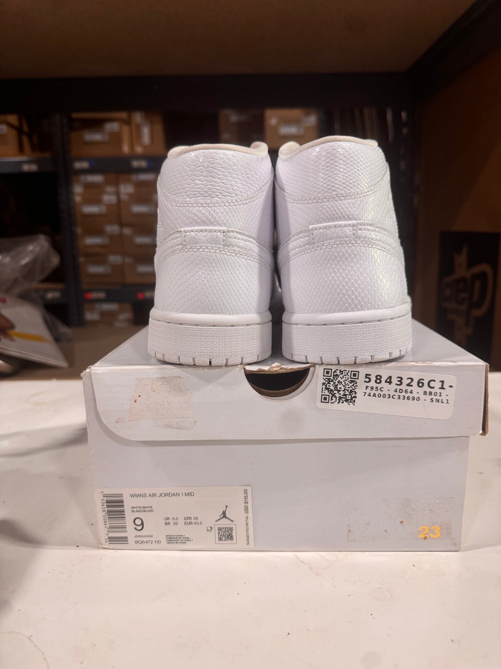 PRE OWNED Jordan 1 Mid White Snakeskin W *Conditional*