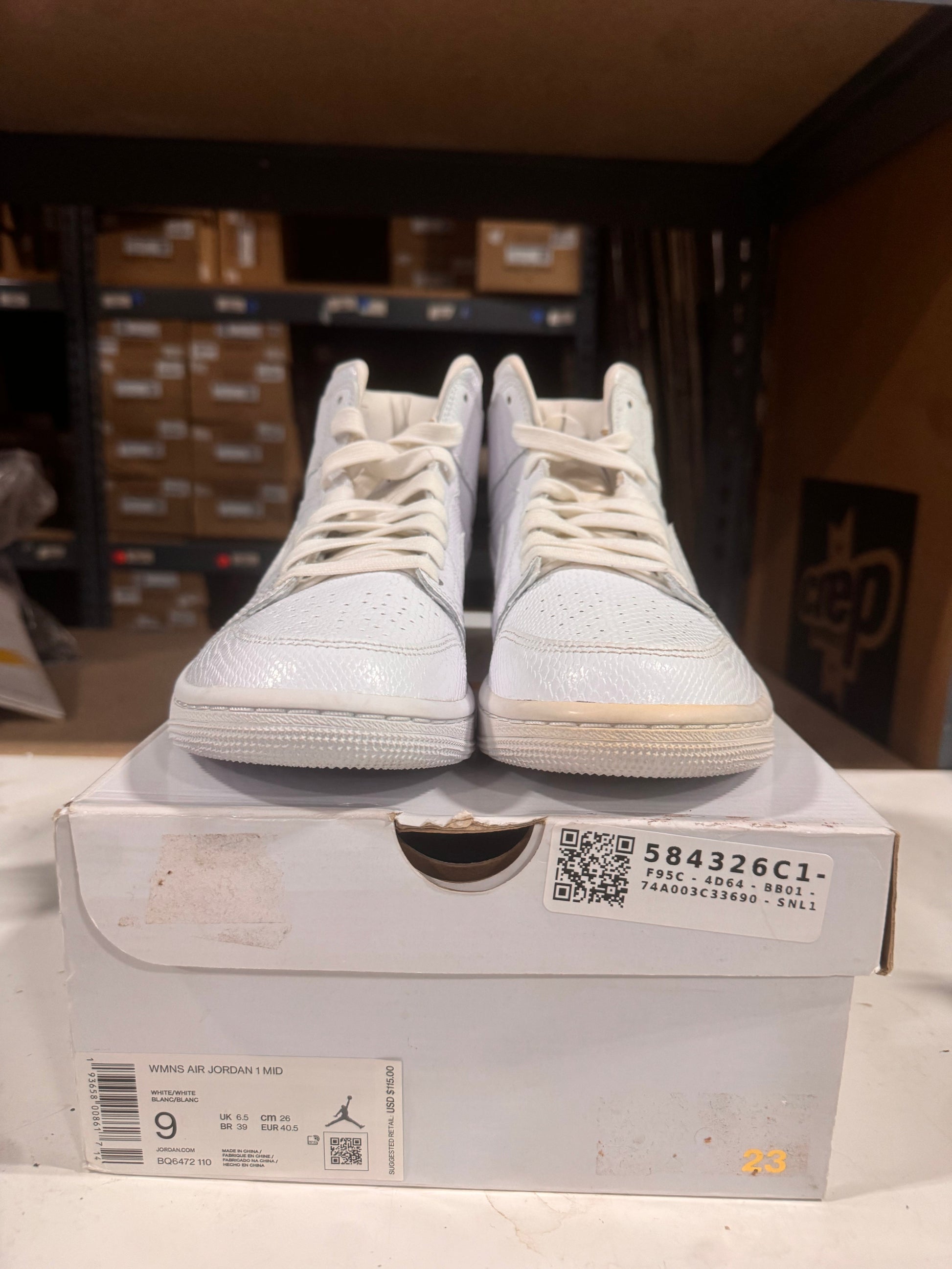 PRE OWNED Jordan 1 Mid White Snakeskin W *Conditional*