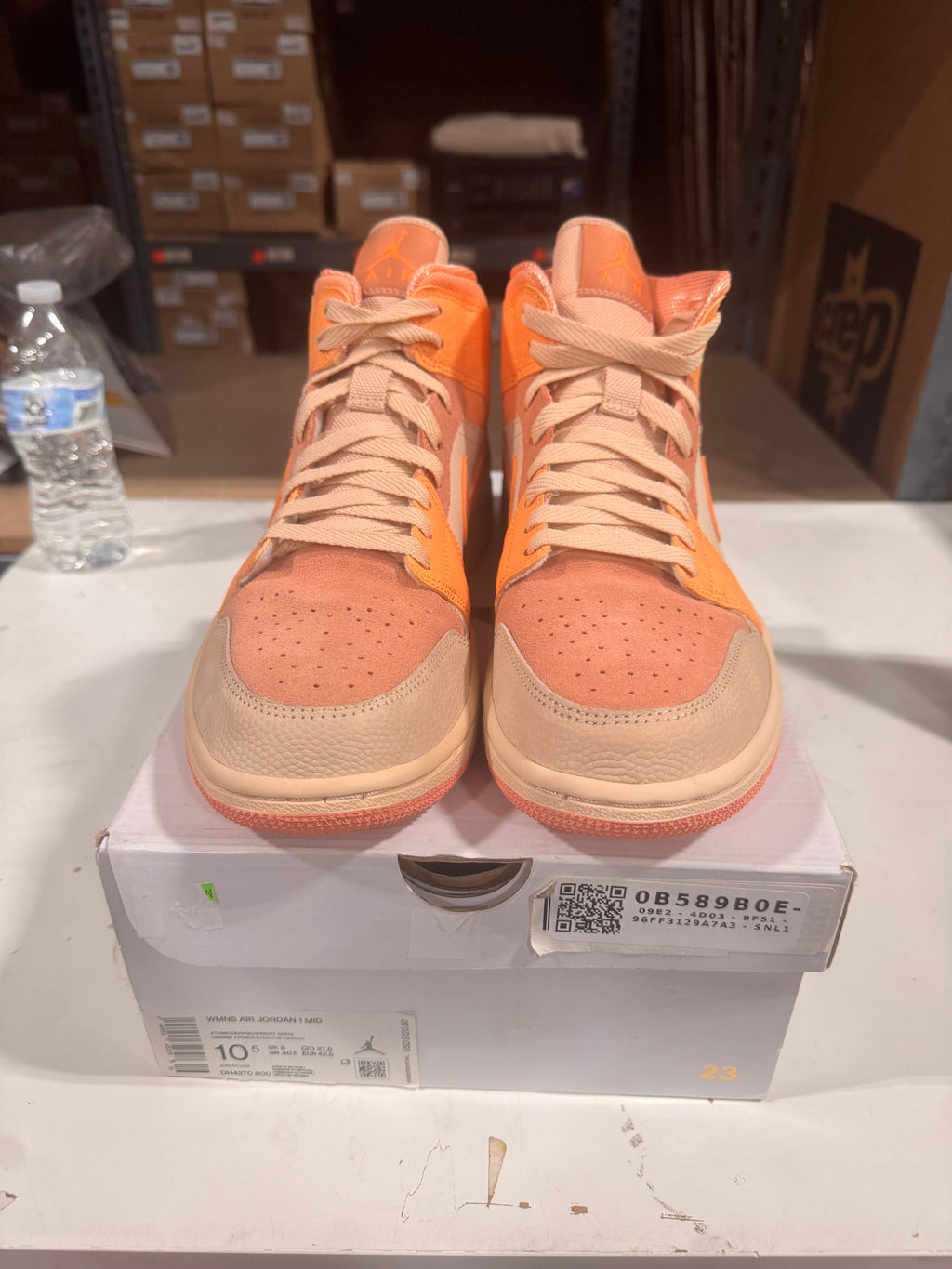 PRE OWNED Jordan 1 Mid Apricot Orange  W