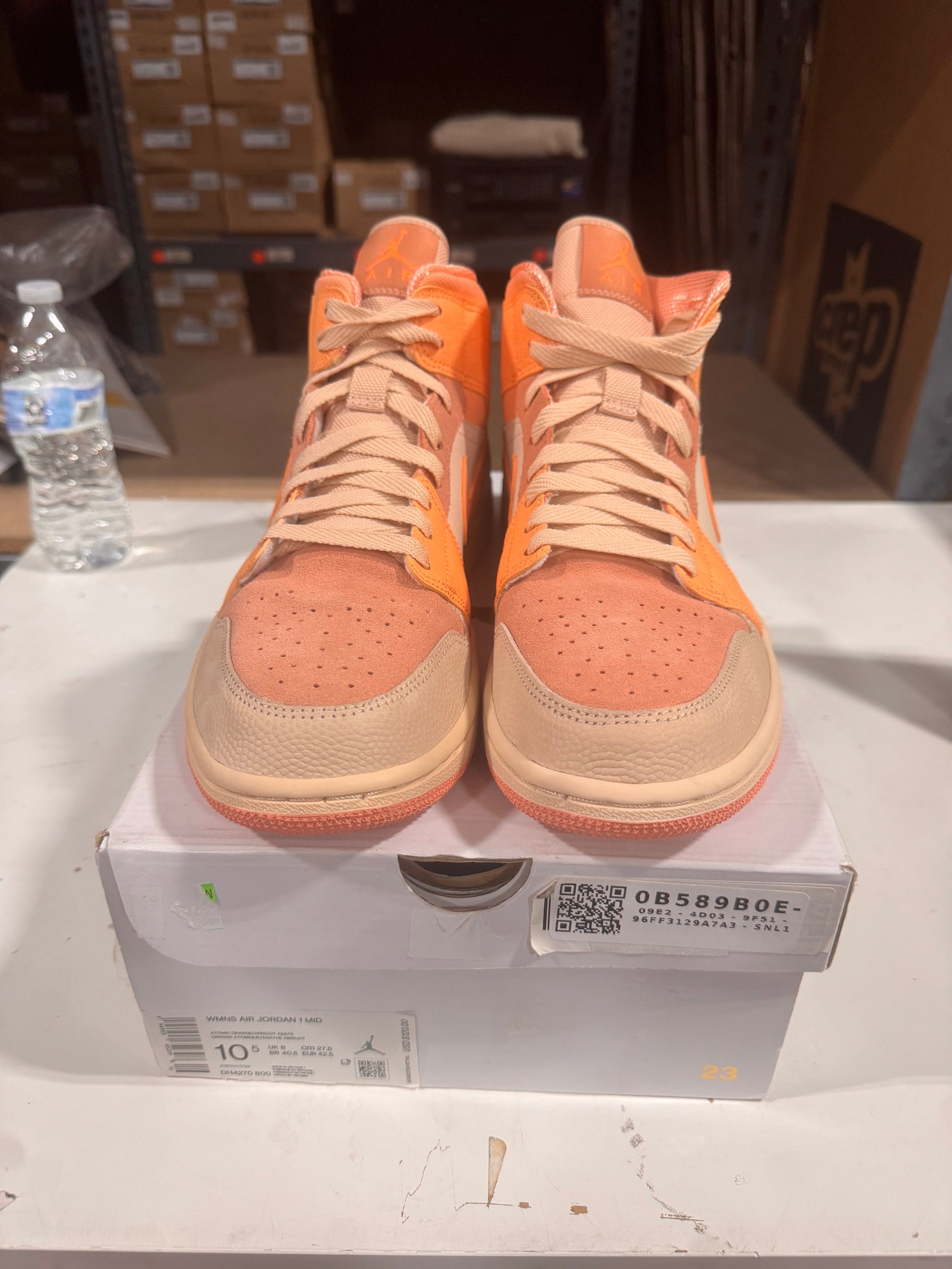 PRE OWNED Jordan 1 Mid Apricot Orange  W
