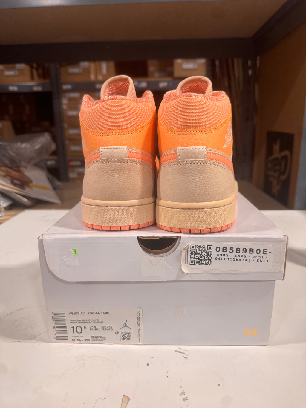 PRE OWNED Jordan 1 Mid Apricot Orange  W