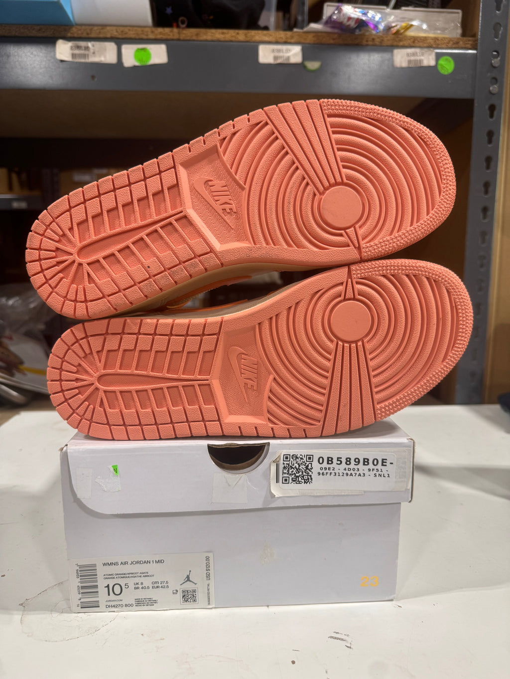 PRE OWNED Jordan 1 Mid Apricot Orange  W
