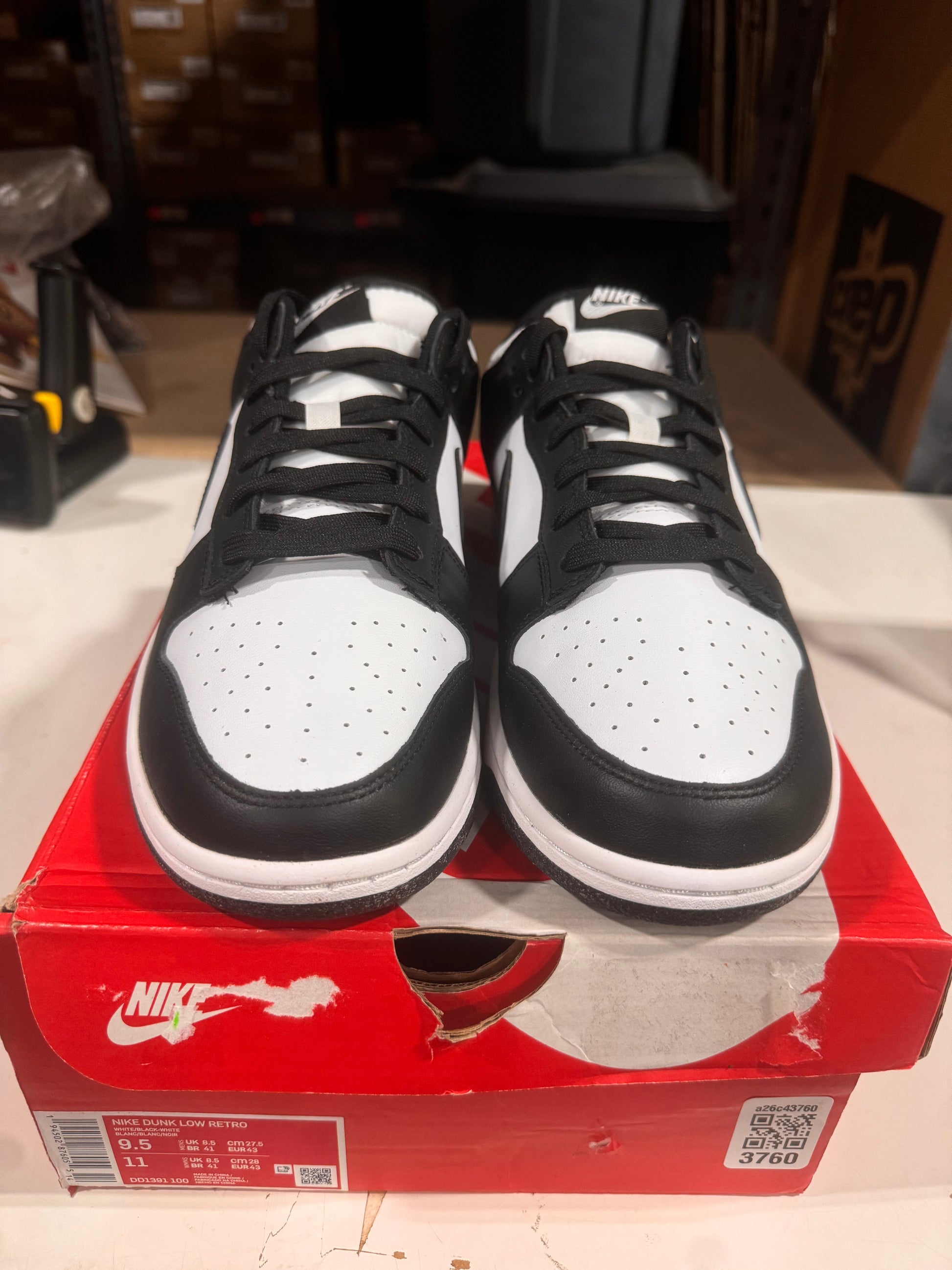 PRE OWNED Nike Dunk Low Retro White Black Panda *Conditional* DS