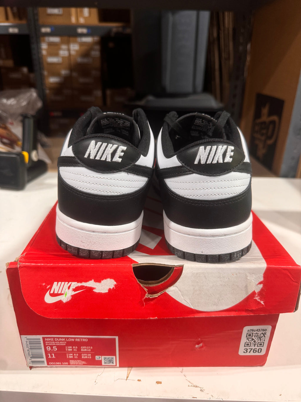 PRE OWNED Nike Dunk Low Retro White Black Panda *Conditional* DS