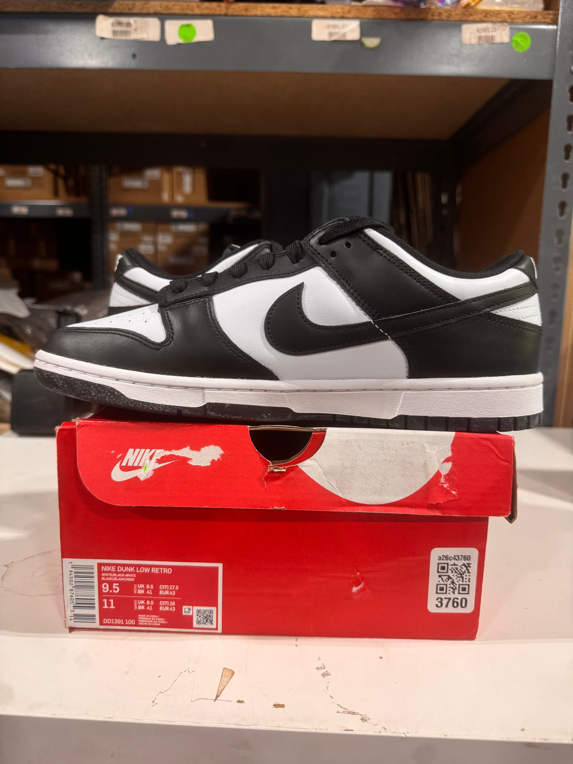 PRE OWNED Nike Dunk Low Retro White Black Panda *Conditional* DS