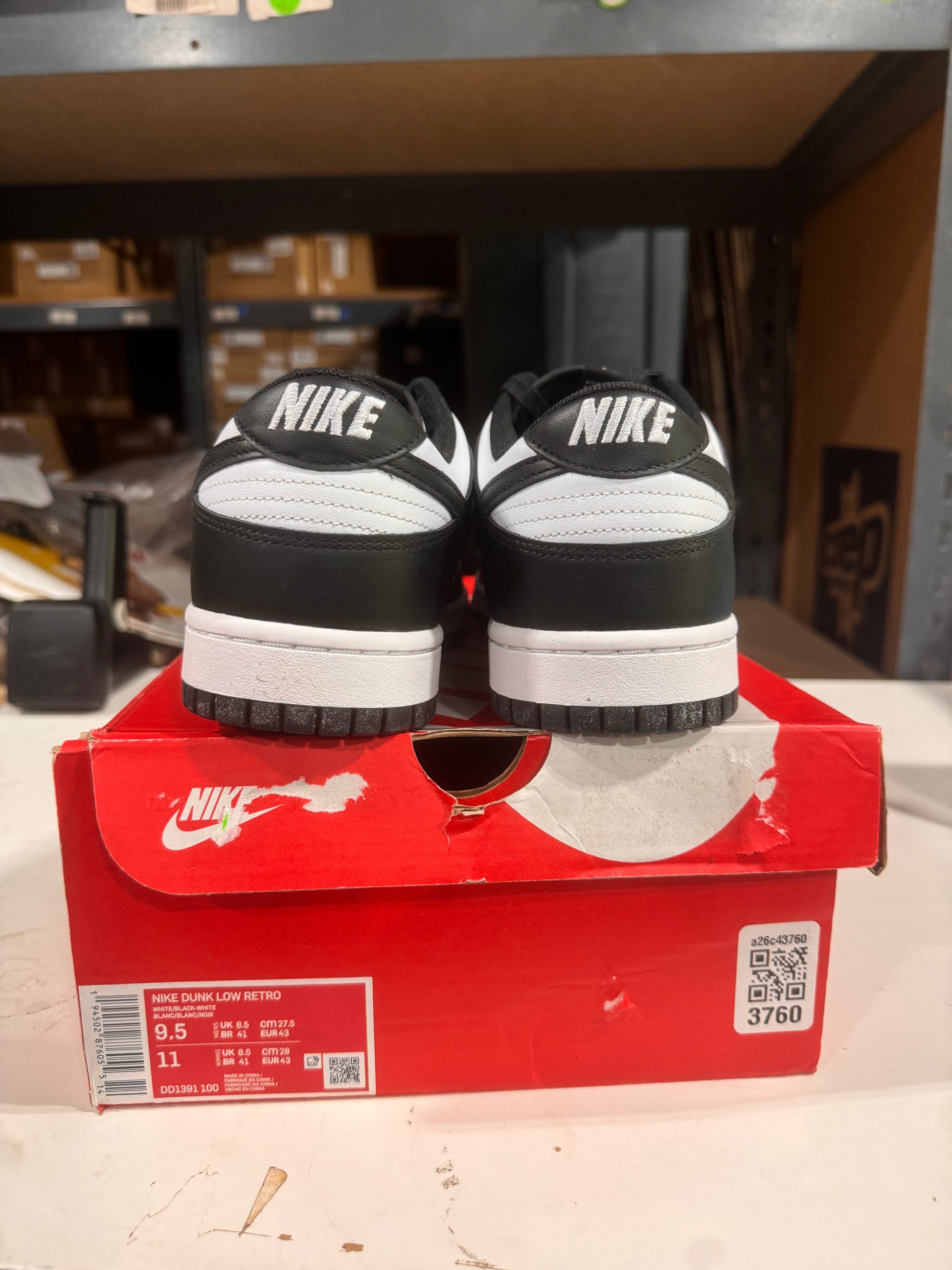 PRE OWNED Nike Dunk Low Retro White Black Panda *Conditional* DS