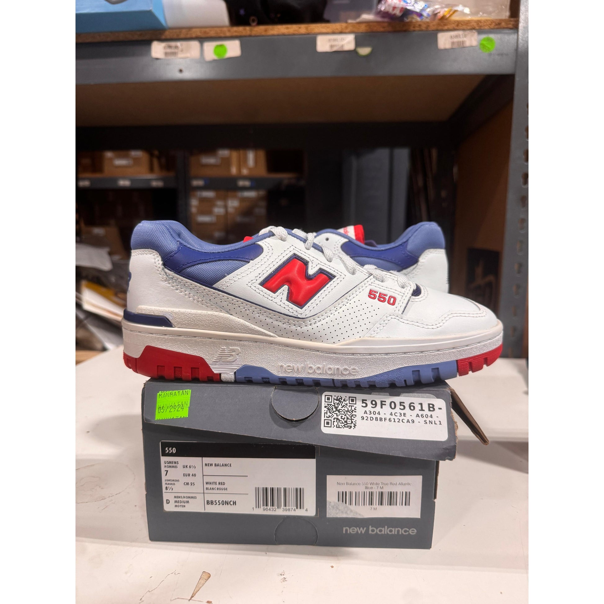 PRE OWNED New Balance 550 White True Red Atlantic Blue *Conditional*