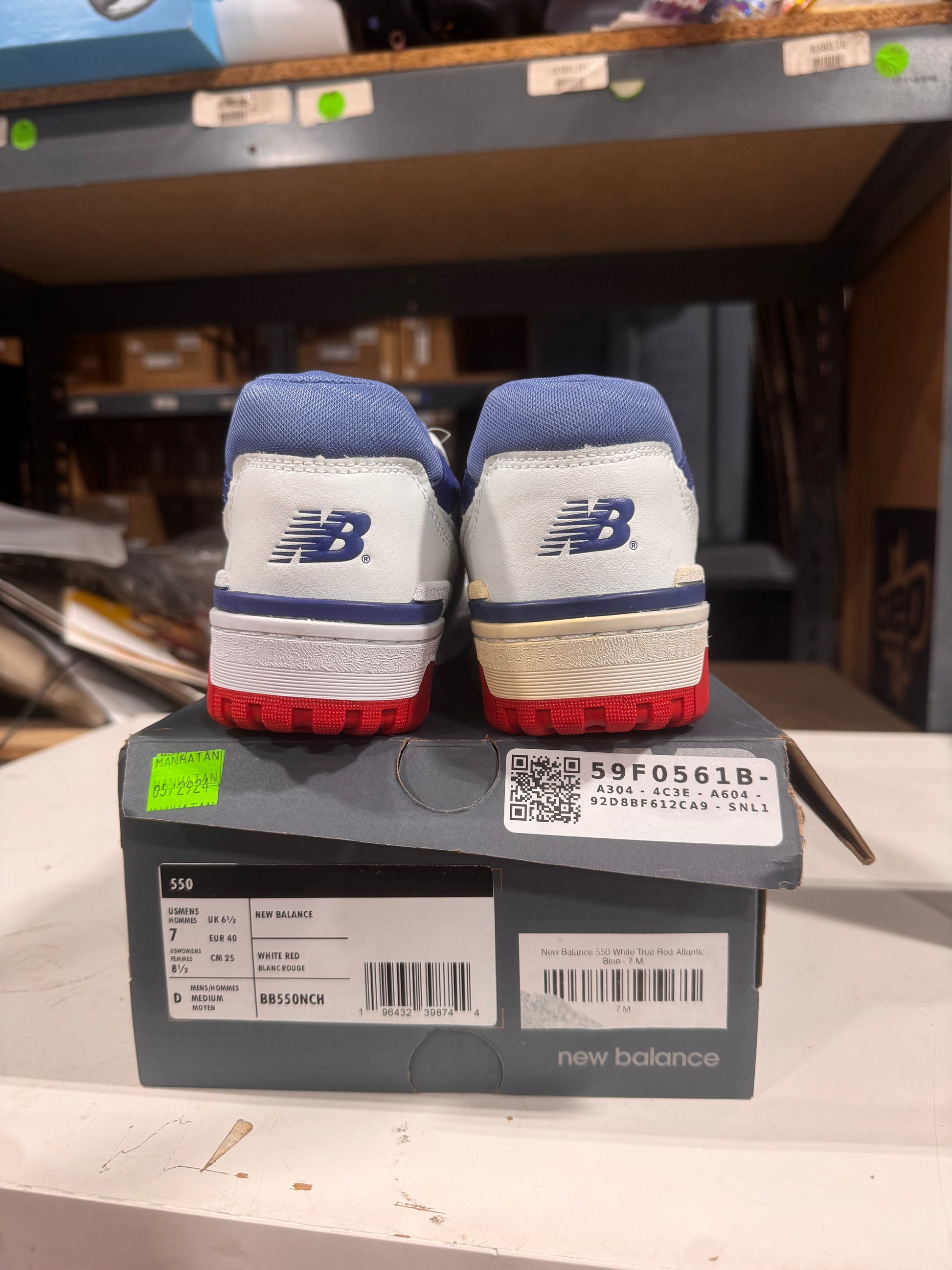 PRE OWNED New Balance 550 White True Red Atlantic Blue *Conditional*