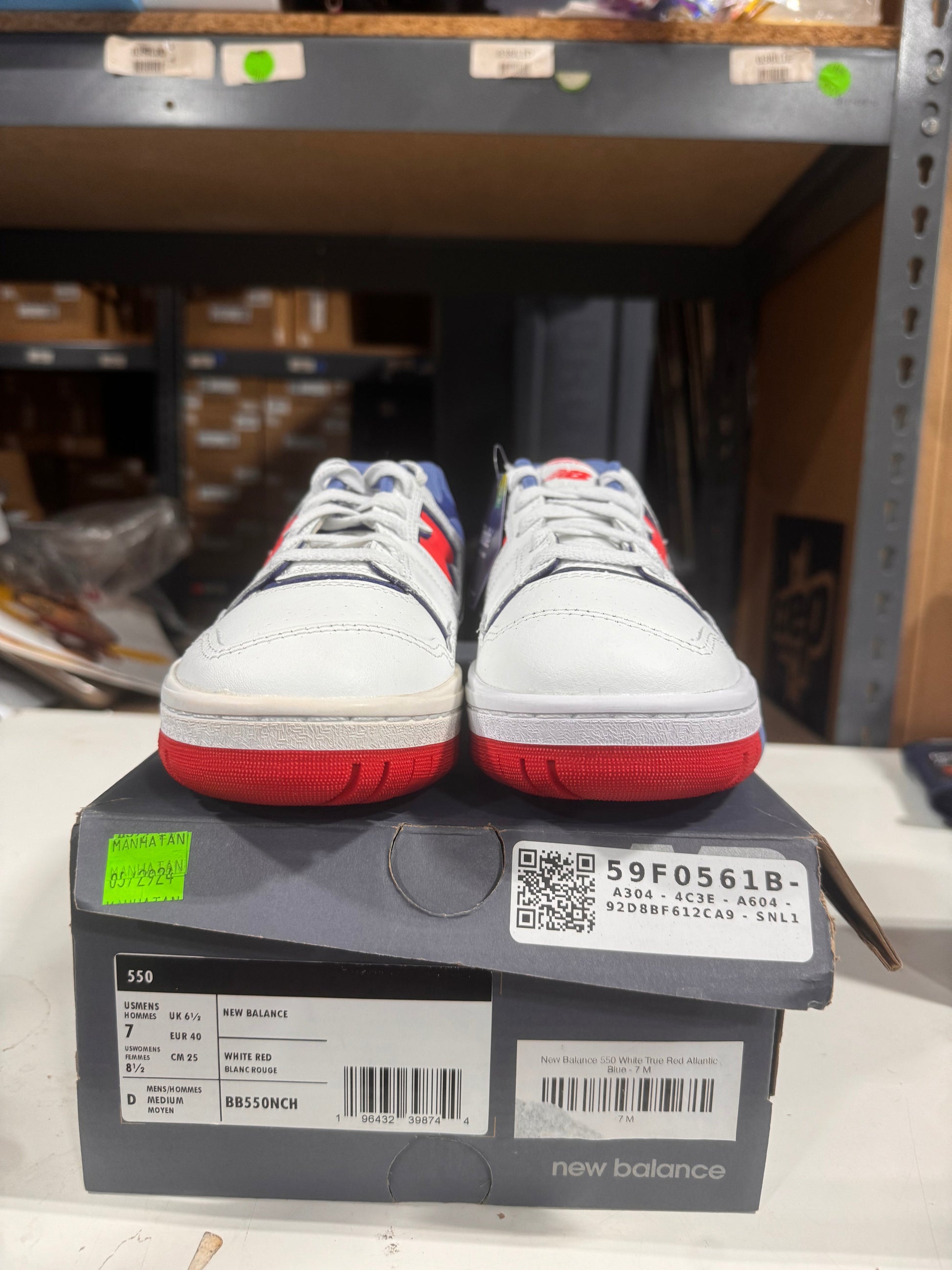 PRE OWNED New Balance 550 White True Red Atlantic Blue *Conditional*