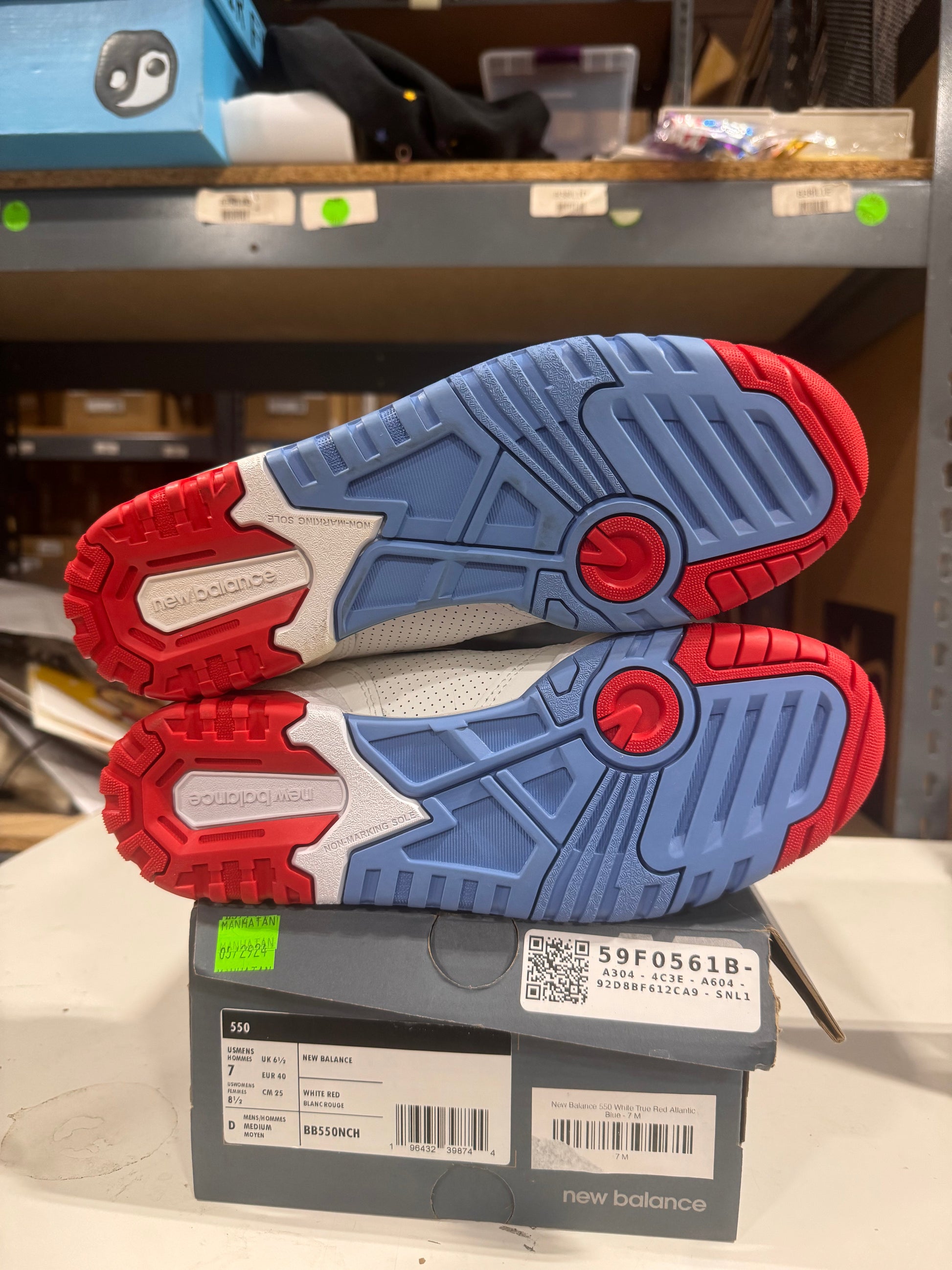 PRE OWNED New Balance 550 White True Red Atlantic Blue *Conditional*