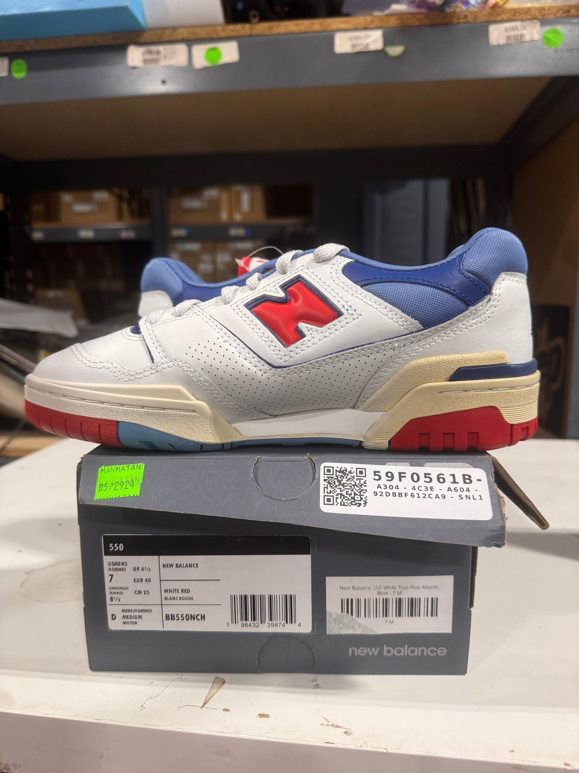 PRE OWNED New Balance 550 White True Red Atlantic Blue *Conditional*