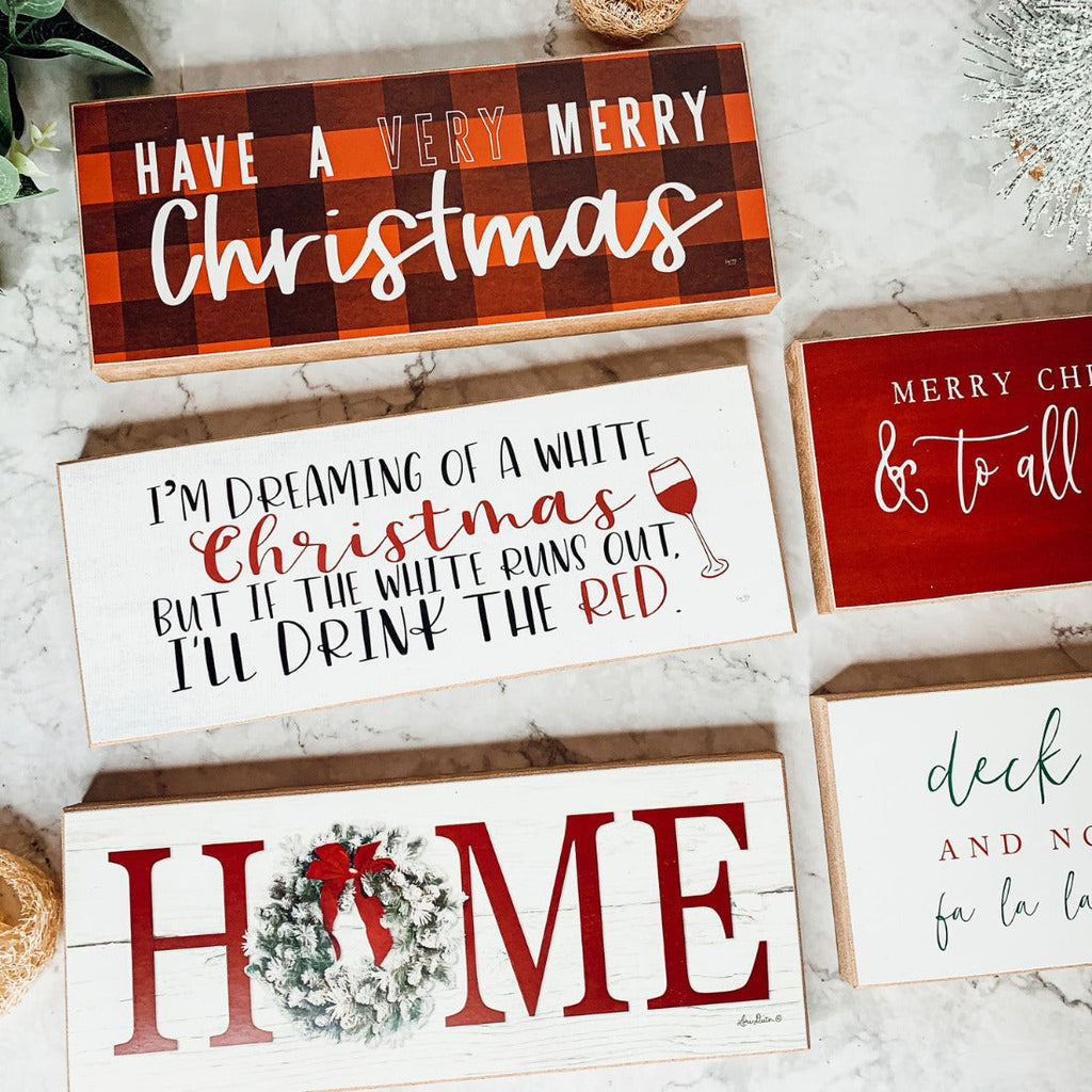 White Christmas Sign Funny Wood Tabletop Mantel Holiday Decor 10 x 4 x 1 Handmade Gift