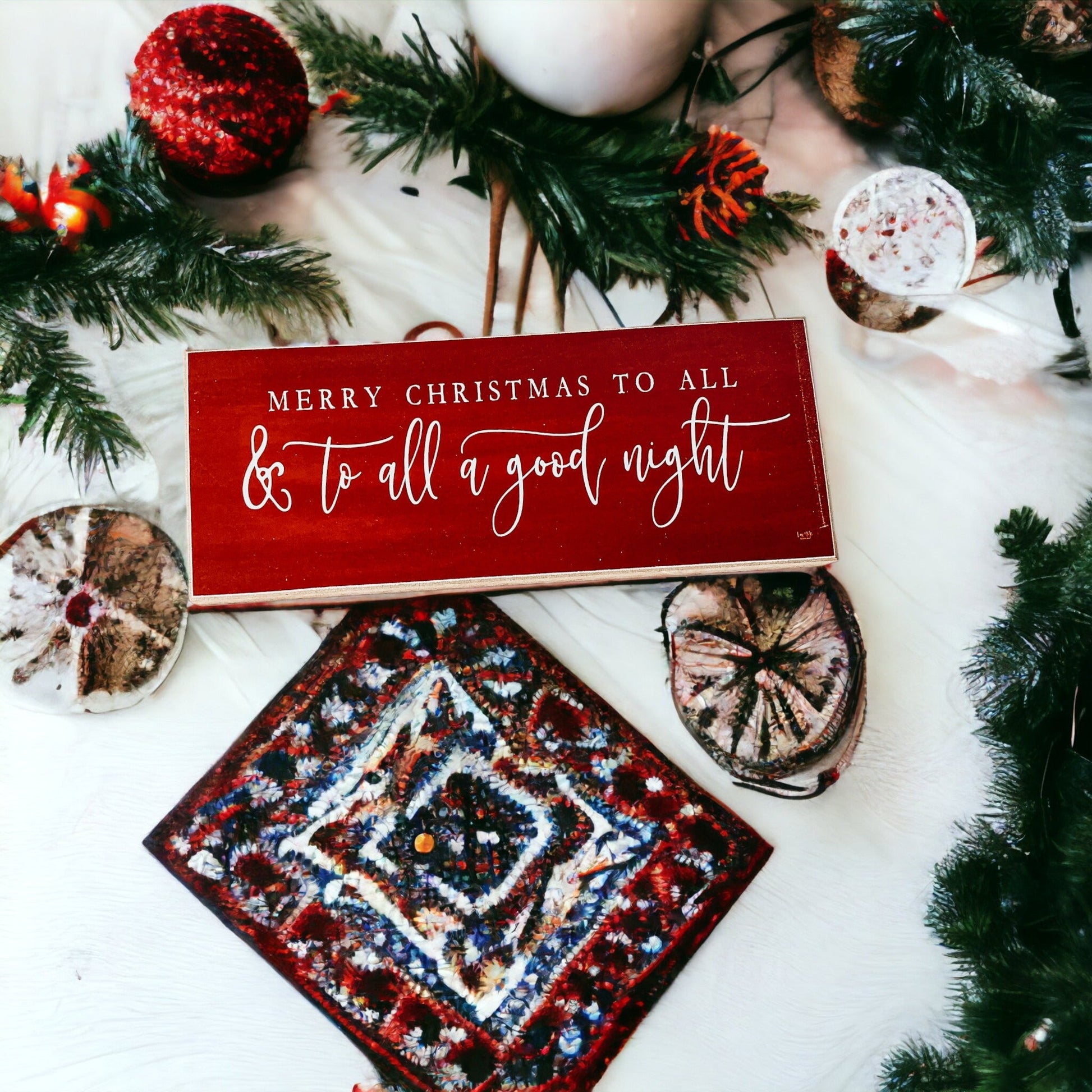 Merry Christmas Sign To All A Good Night Wooden Holiday Wall Decor