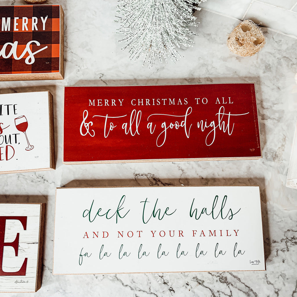 Deck The Halls Funny Christmas Wood Sign Handmade Tabletop Mantel Shelf Decor 10x4x1 Red Green
