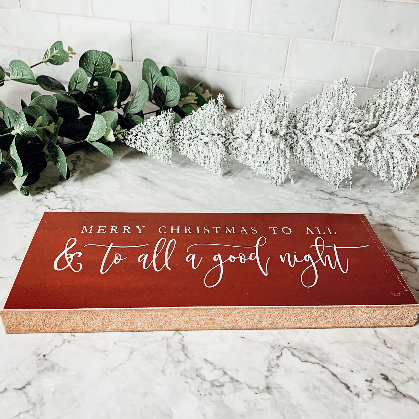 Merry Christmas Sign To All A Good Night Wooden Holiday Wall Decor