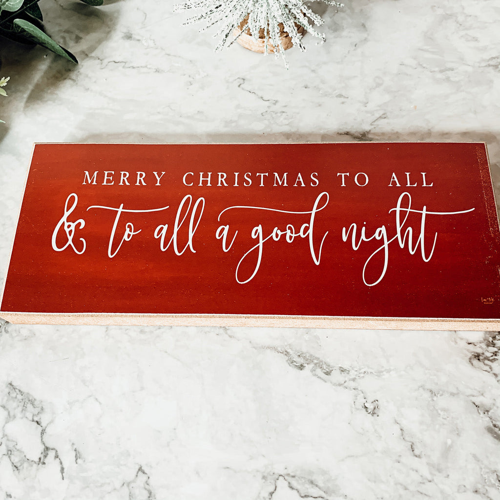 Merry Christmas Sign To All A Good Night Wooden Holiday Wall Decor