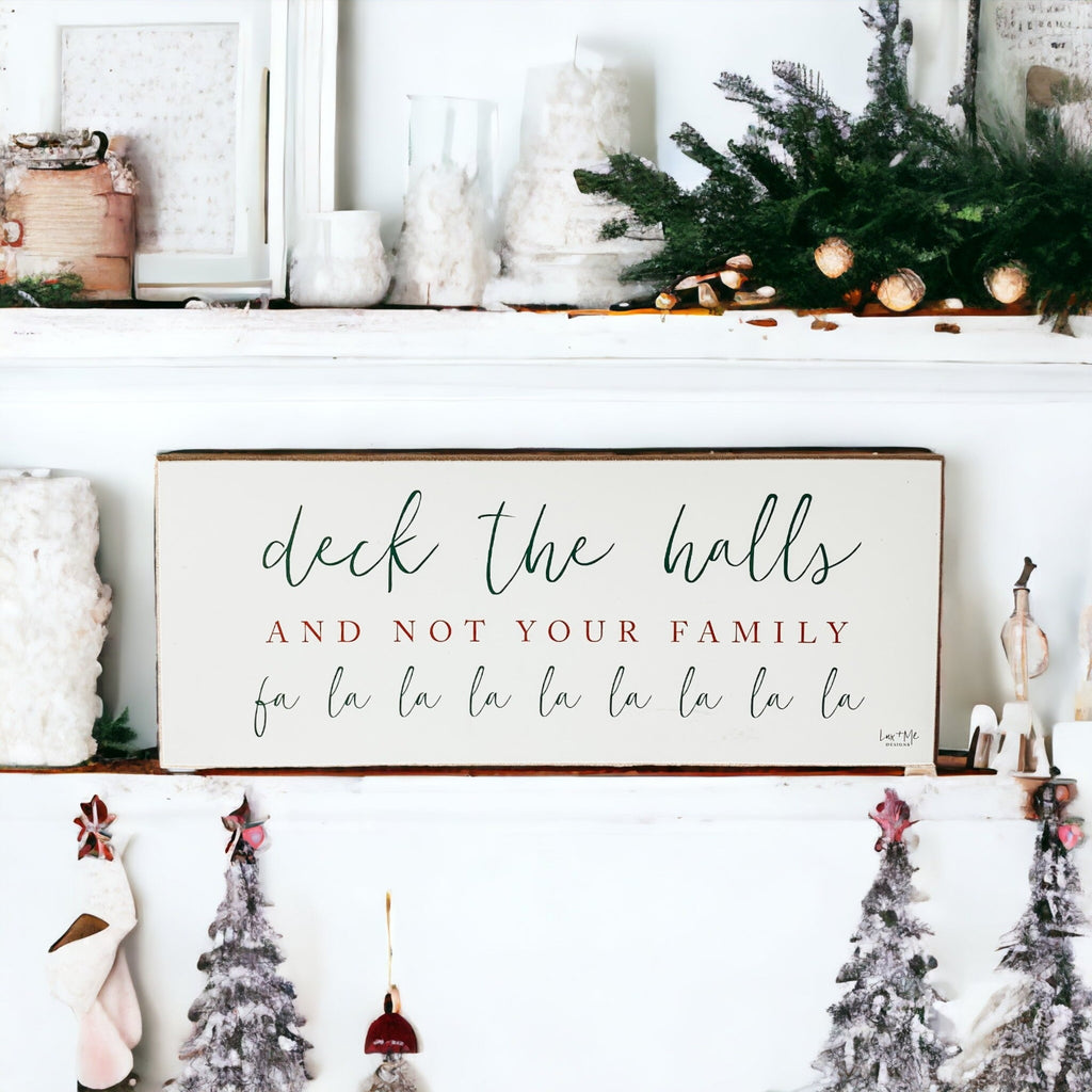 Deck The Halls Funny Christmas Wood Sign Handmade Tabletop Mantel Shelf Decor 10x4x1 Red Green