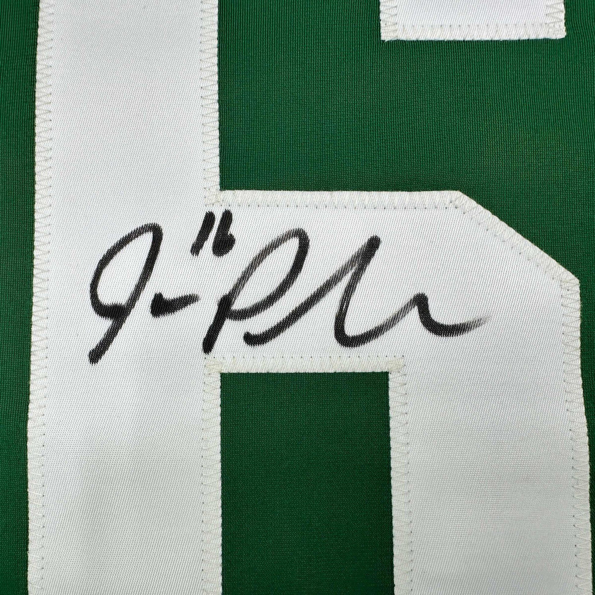 Framed Autographed/Signed Joe Pavelski 35x39 Dallas Green Retro Hockey Jersey JSA COA
