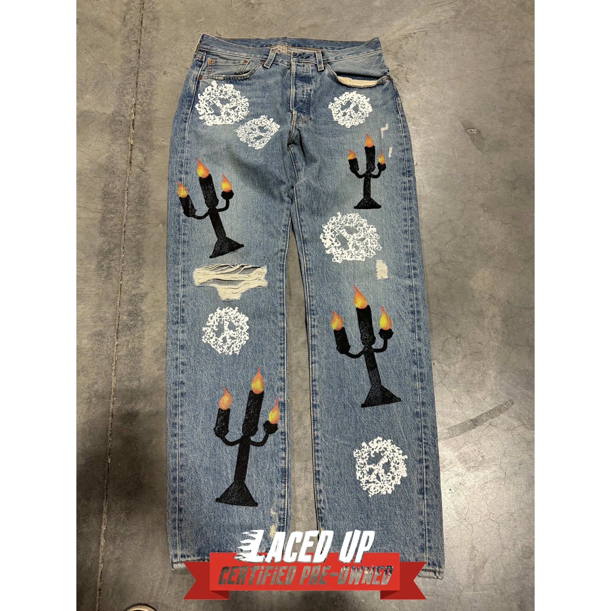 PRE OWNED CLOTHING Denim Tears x Virgil Abloh "Message in a Tear" Printed Jeans