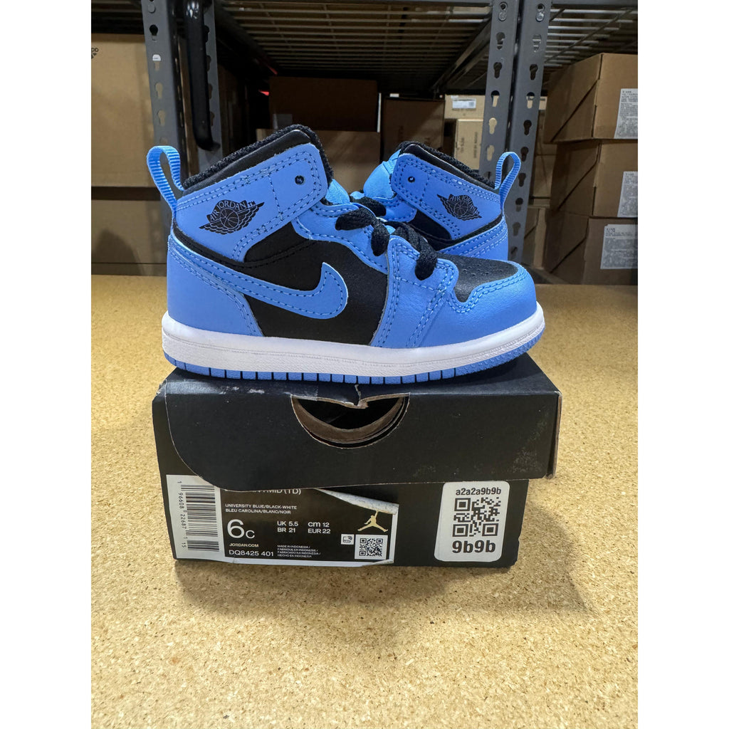 PRE OWNED Jordan 1 Mid University Blue Black (TD) *Conditional*