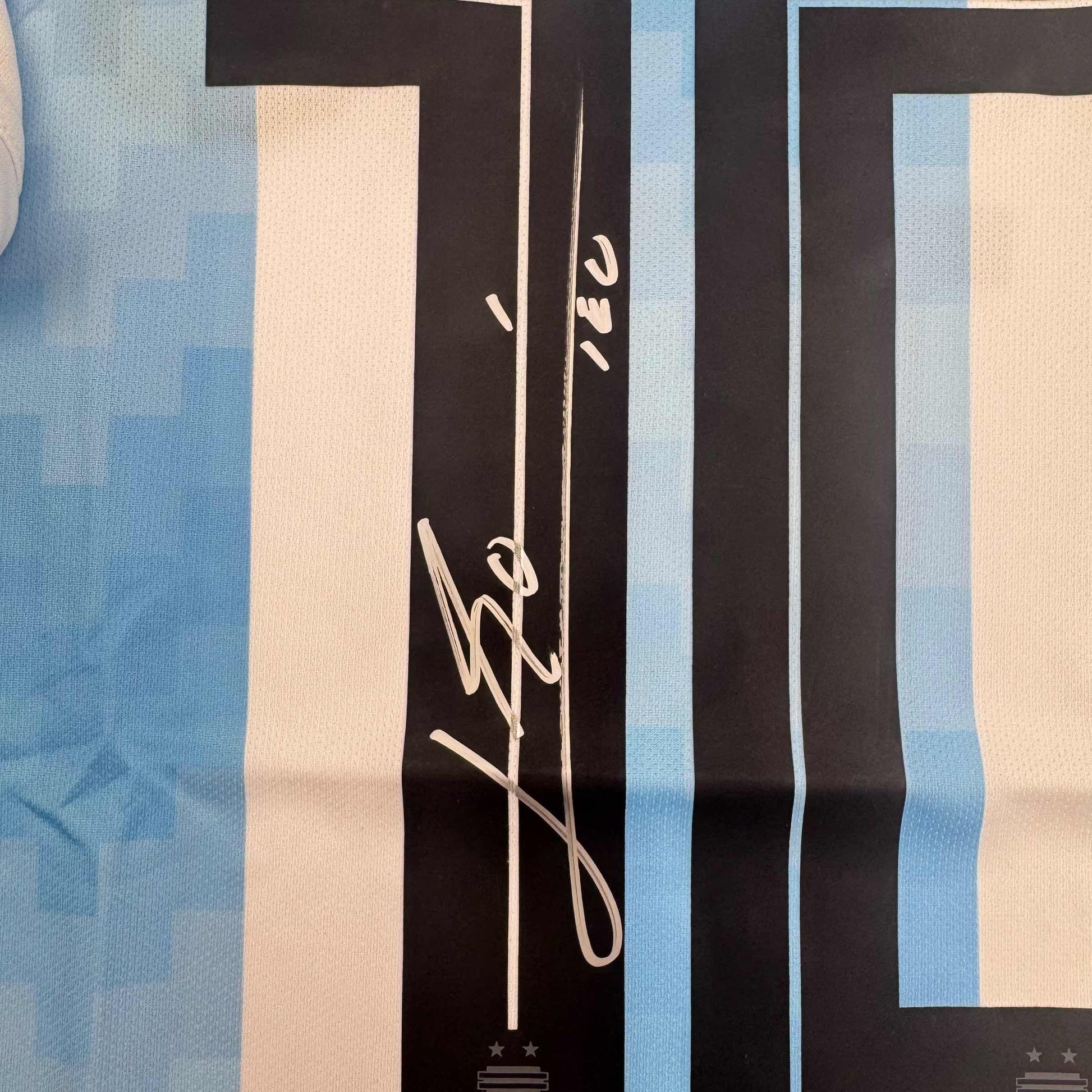 Autographed/Signed Lionel Leo Messi Argentina Blue/White Soccer Jersey Beckett BAS COA