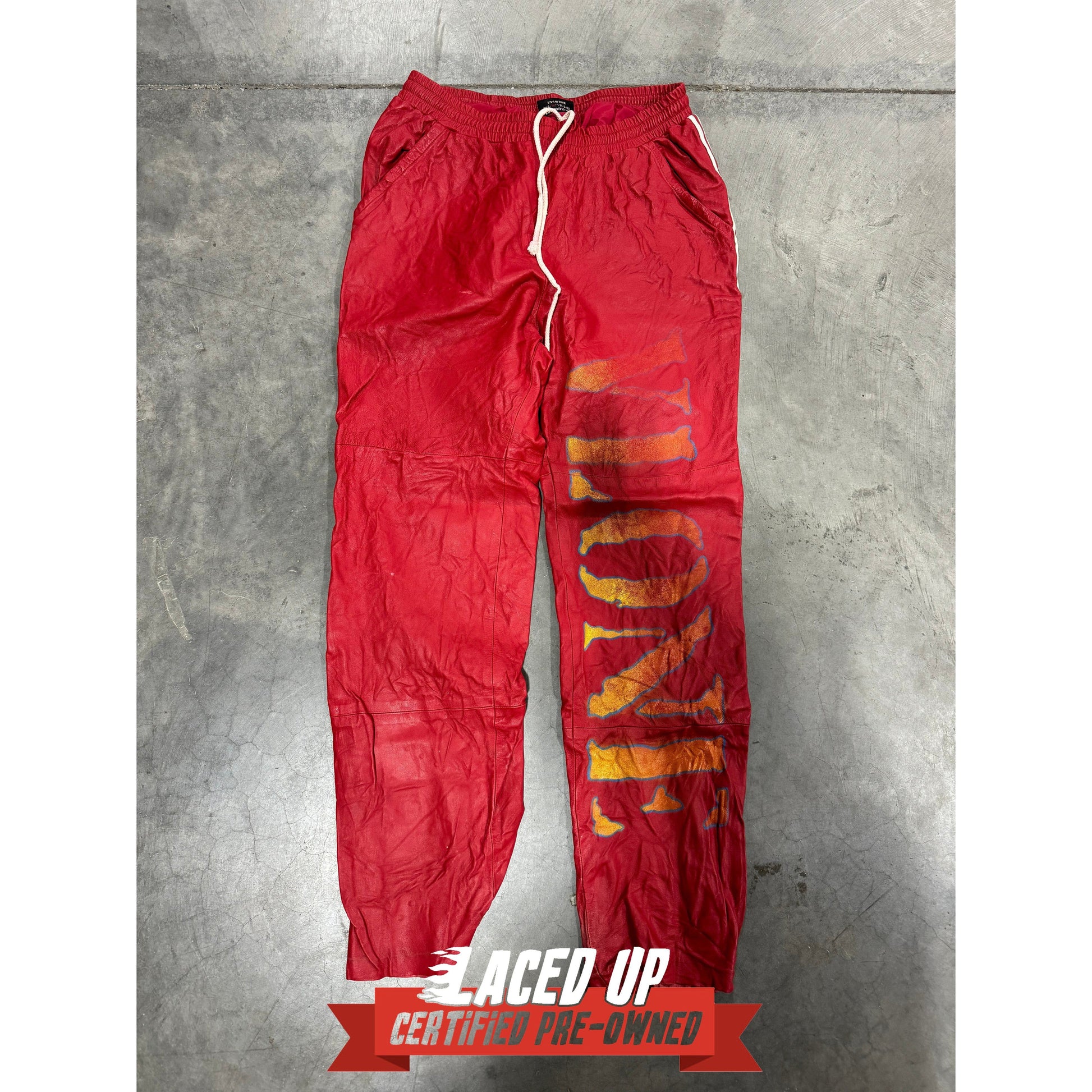 PRE OWNED Vlone Leather Track Pants
