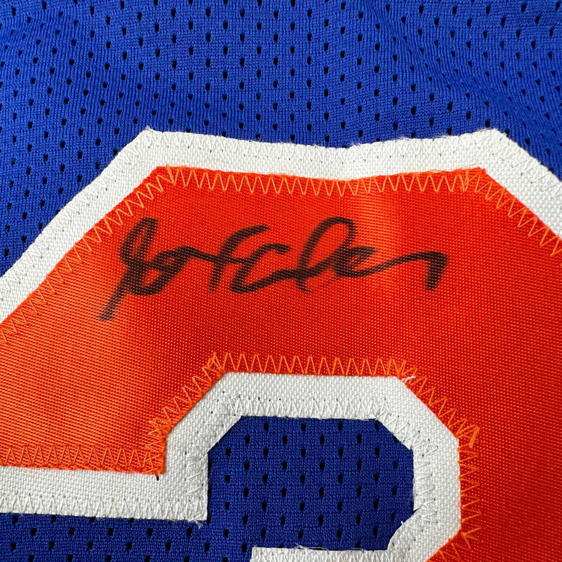 Autographed/Signed Stephon Marbury New York Blue Basketball Jersey Beckett BAS COA
