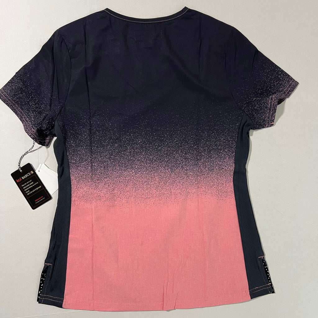 Koi Basics Women's Cali Scrub Top Charcoal Heather Soft Pink Ombre