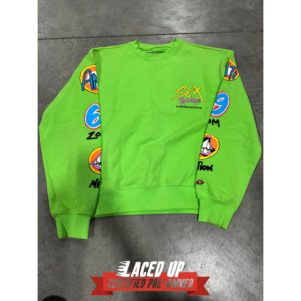 PRE OWNED Chrome Hearts Matty Boy Sex Records Crewneck Sweatshirt Citrus