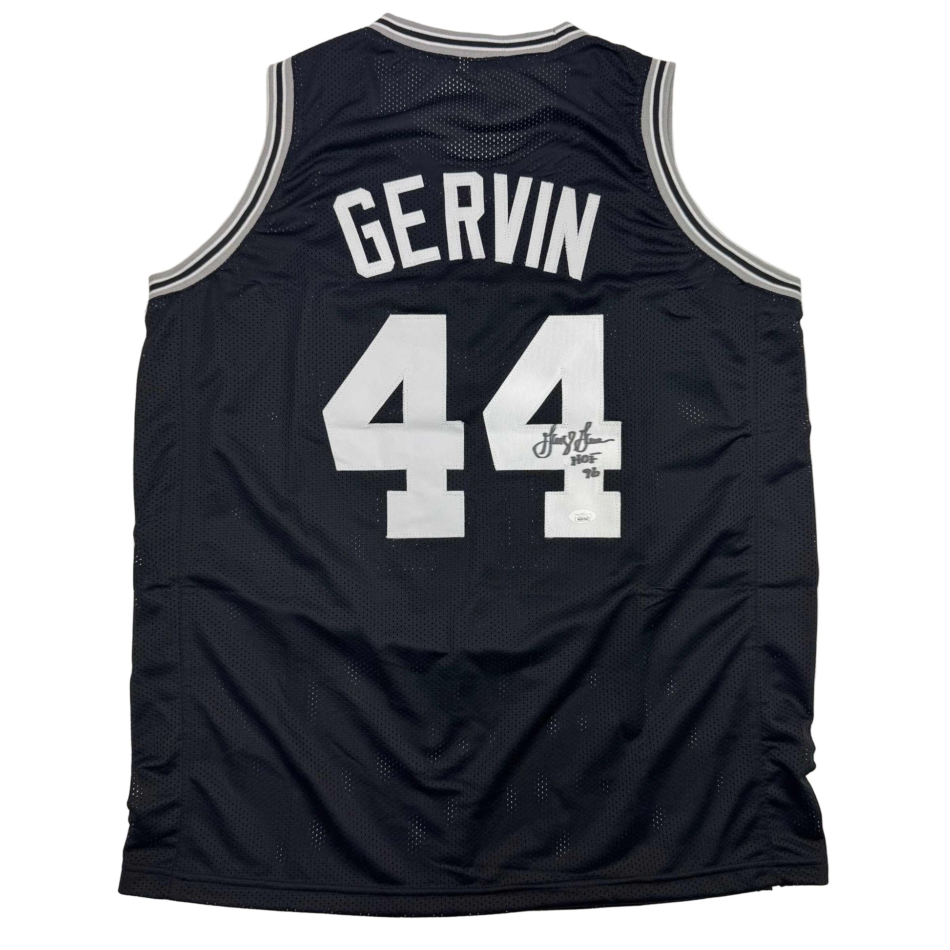 Autographed/Signed George Gervin San Antonio Black Basketball Jersey Beckett BAS COA