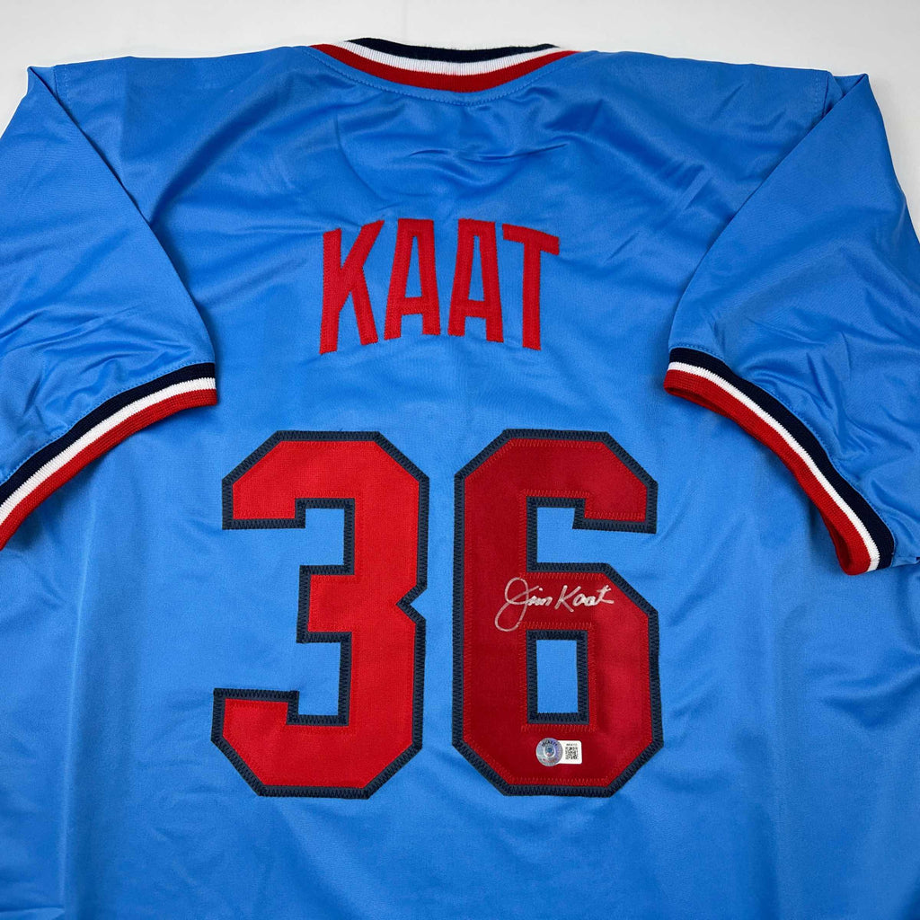 Autographed/Signed Jim Kaat Minnesota Light Blue Baseball Jersey Beckett BAS COA