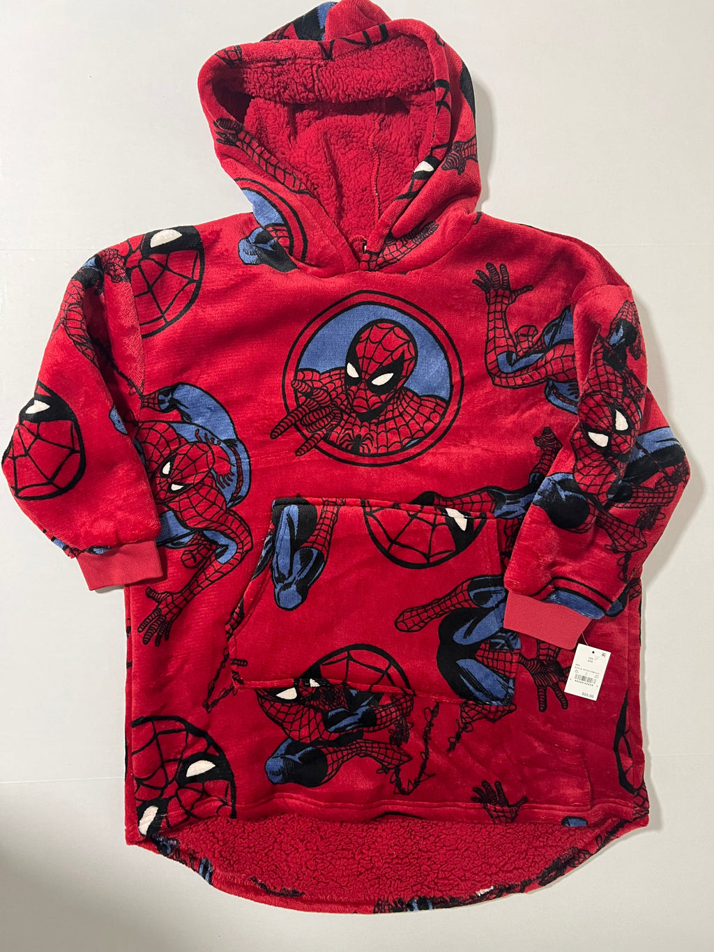 Boys' Marvel Spider-Man Oversized Plush Hooded Sweatshirt S/M