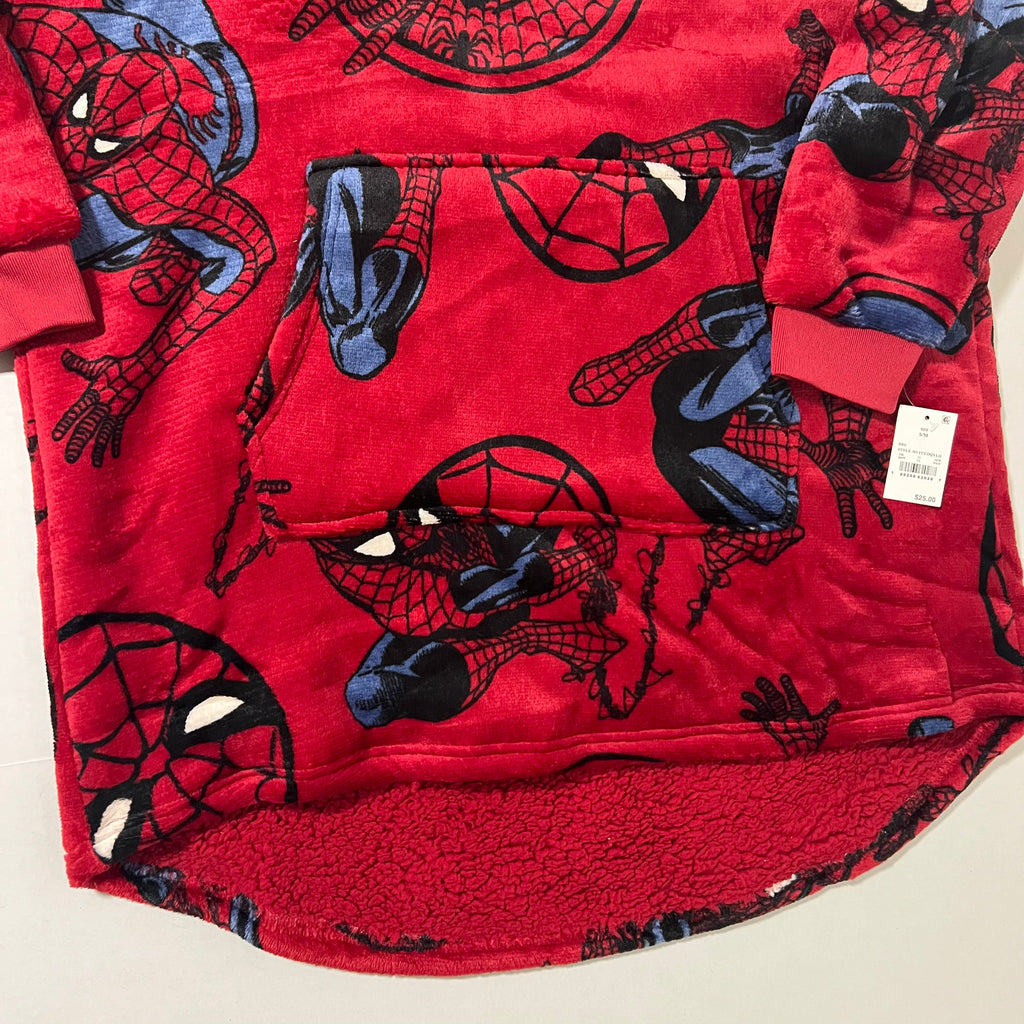 Boys' Marvel Spider-Man Oversized Plush Hooded Sweatshirt S/M