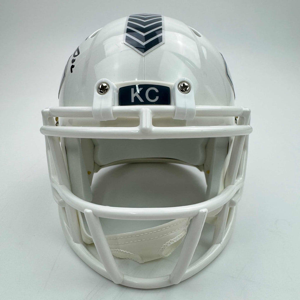 Autographed/Signed Trent McDuffie Kansas City Chiefs White Salute to Service Mini Football Helmet Beckett BAS COA