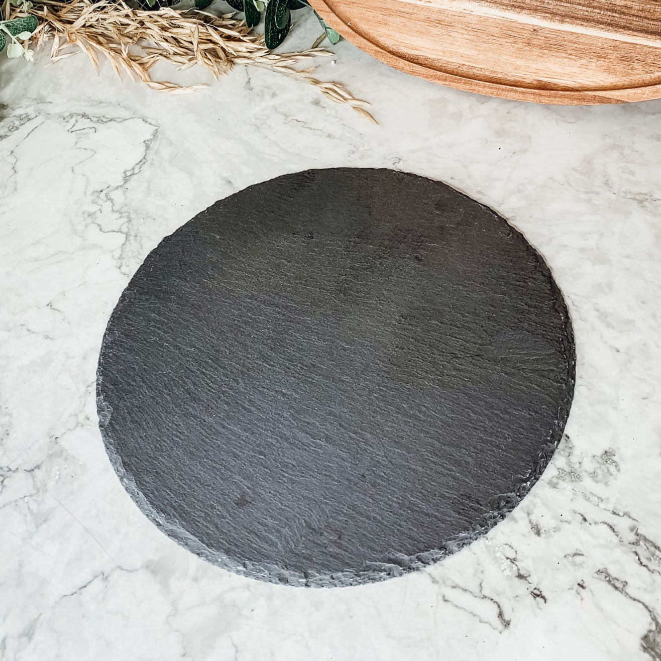 Slate Round 11" Cheese Board Natural Layered Edge Slim 5-6mm