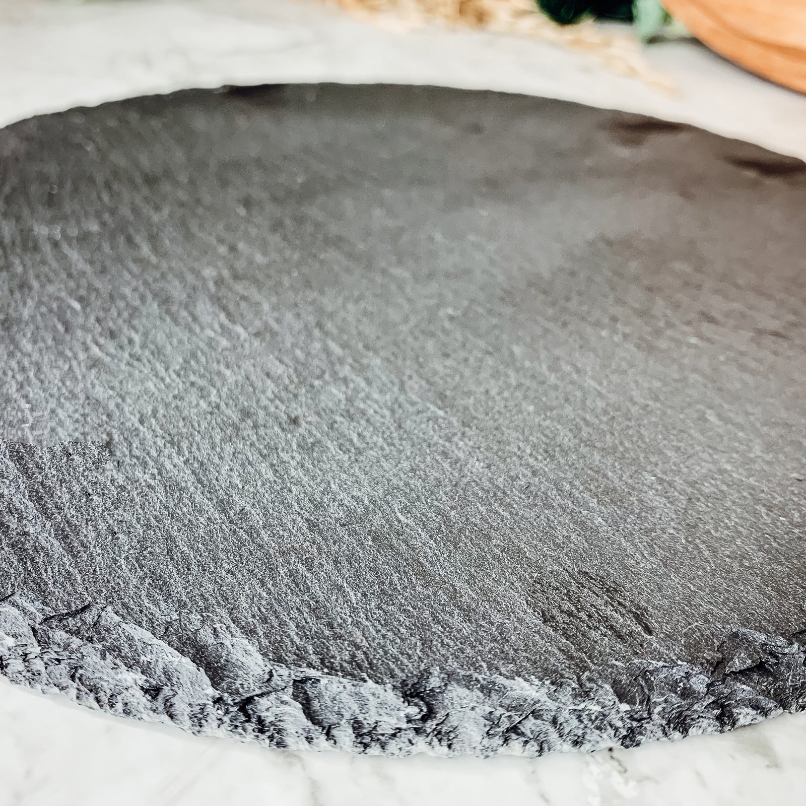 Slate Round 11" Cheese Board Natural Layered Edge Slim 5-6mm
