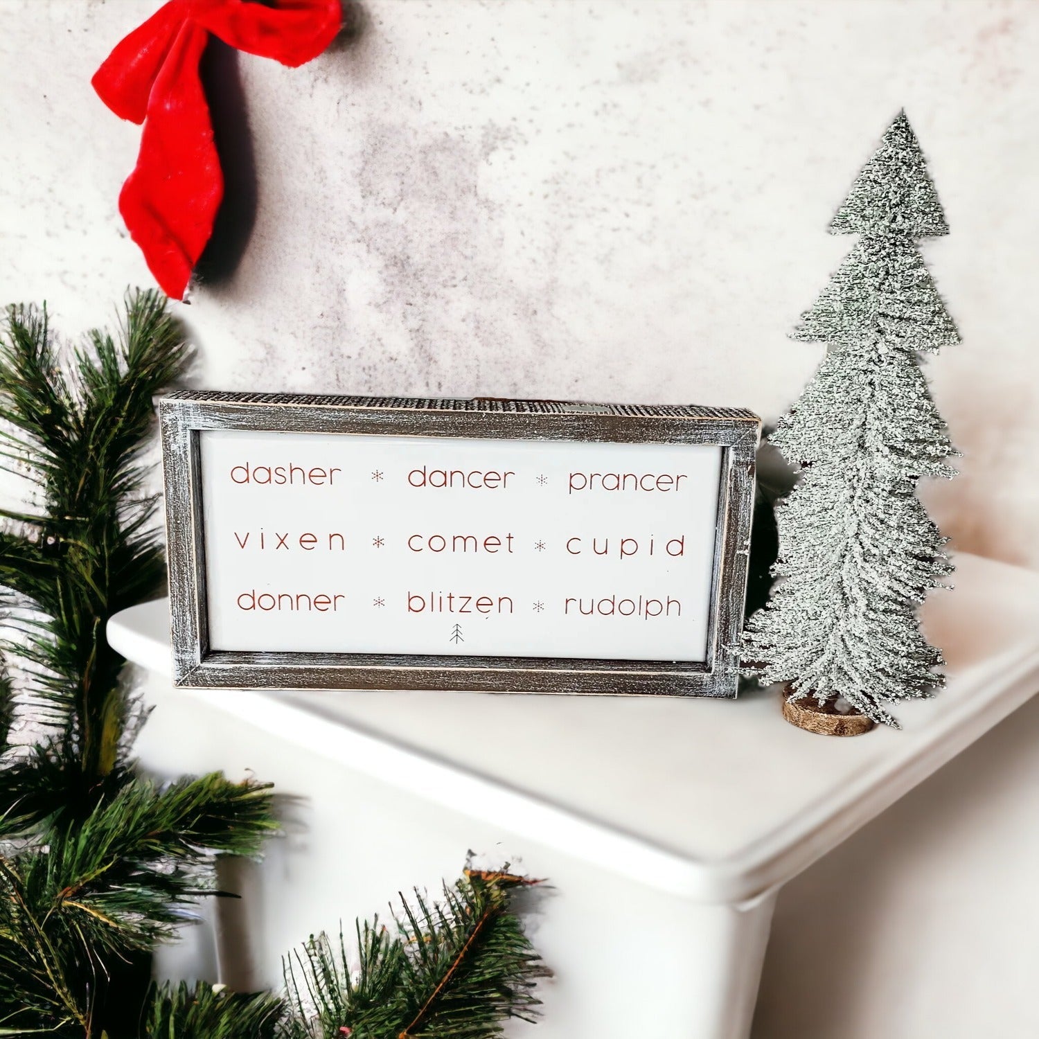 Rudolph And Friends Large Wooden Framed Embossed Christmas Sign With Metal Insert Holiday Decor
