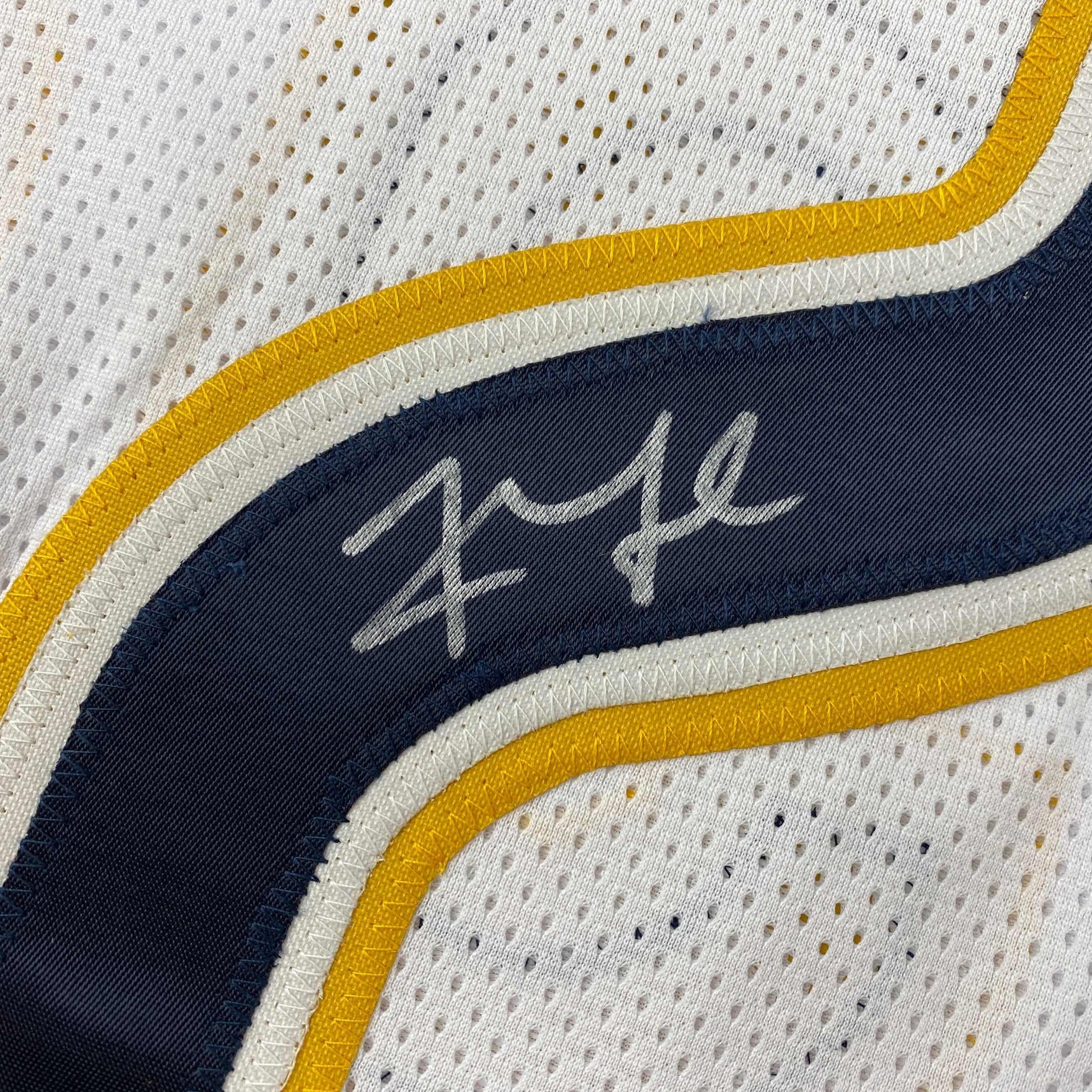 Autographed/Signed Khalil Mack Los Angeles LA White Football Jersey Beckett BAS COA