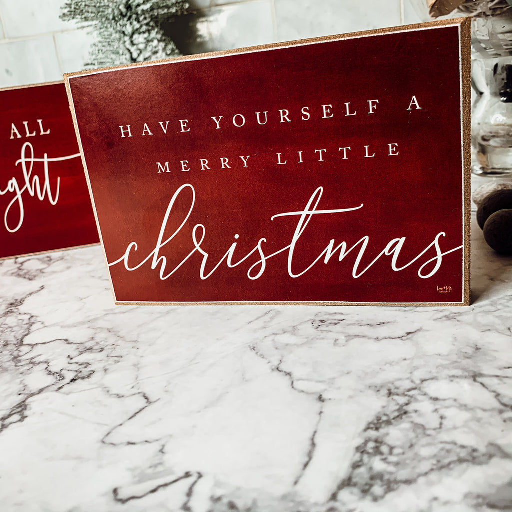 Christmas Wooden Block Sign 6x4x1 Red Have Yourself A Merry Little Christmas