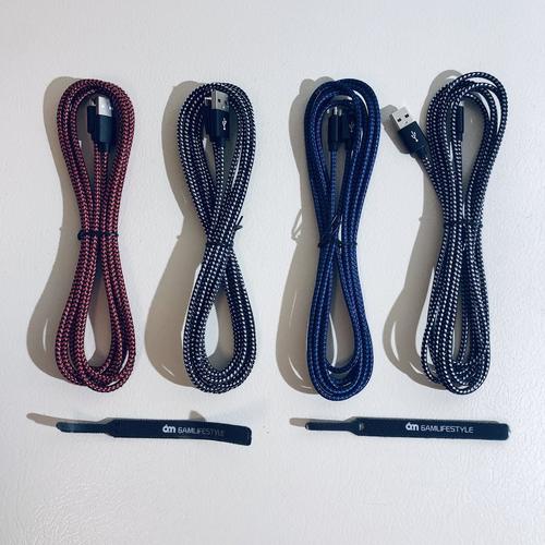 PS4 Controller Charger 4 Cables 10ft Nylon Braided Micro USB Charging Cable