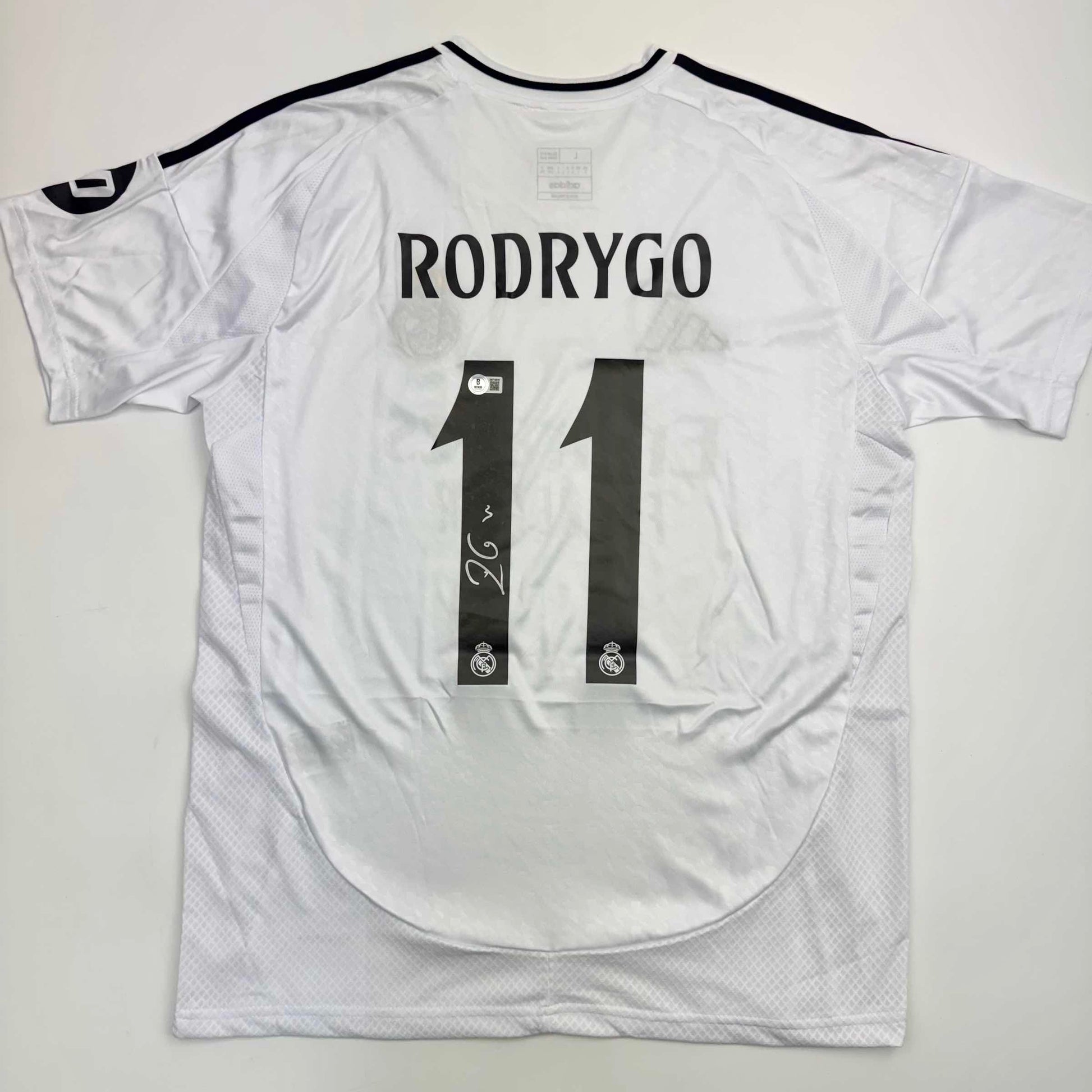 Autographed/Signed Rodrygo Silva de Goes Real Madrid White Soccer Jersey Beckett BAS COA