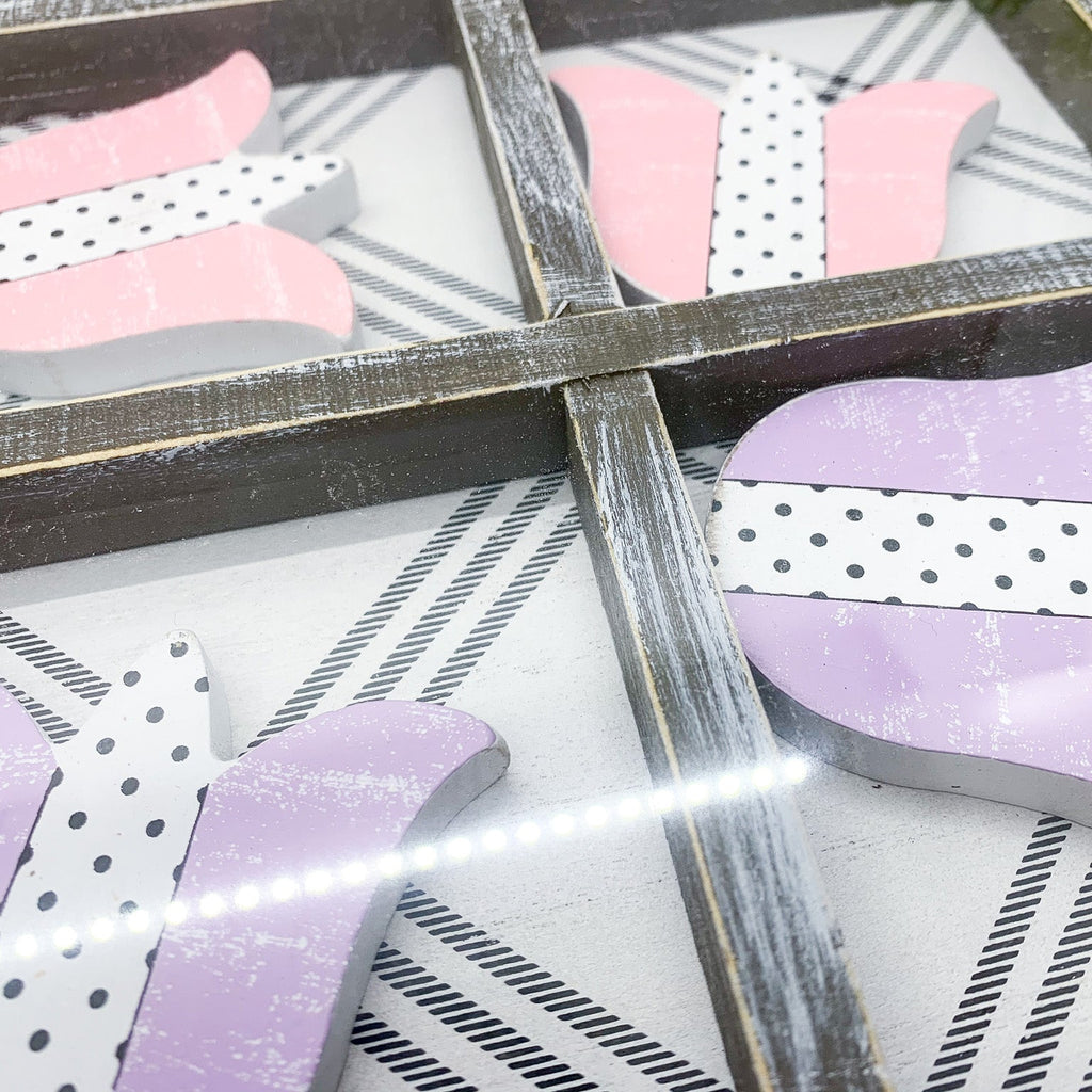 Easter Spring Tic Tac Toe Wooden Game Decor Set Tulip & Egg Pieces - 2 Sizes