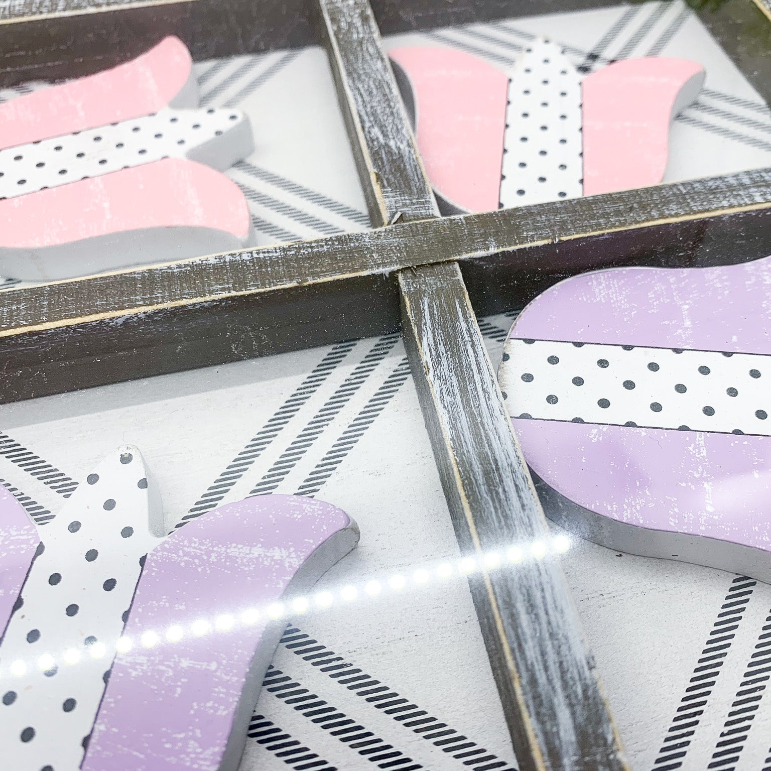 Easter Spring Tic Tac Toe Wooden Game Decor Set Tulip & Egg Pieces - 2 Sizes