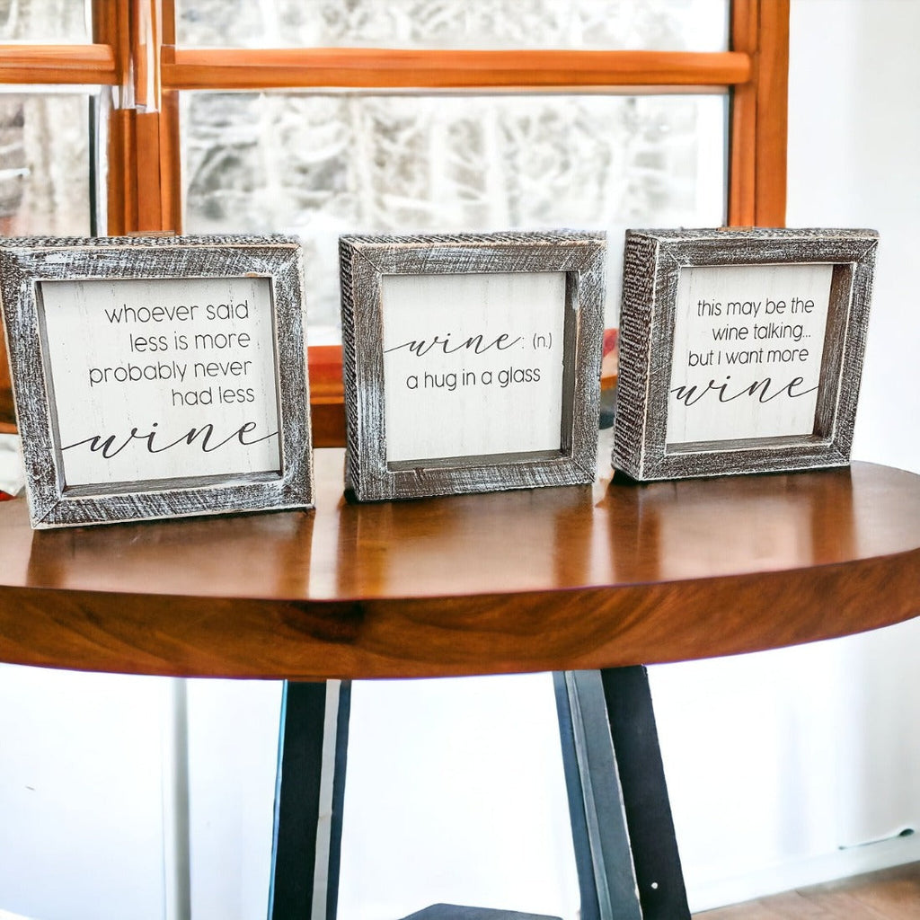 Framed Wine Sign Wall Art Rustic Home Decor For Wine Lovers Kitchen Bar Display Gift